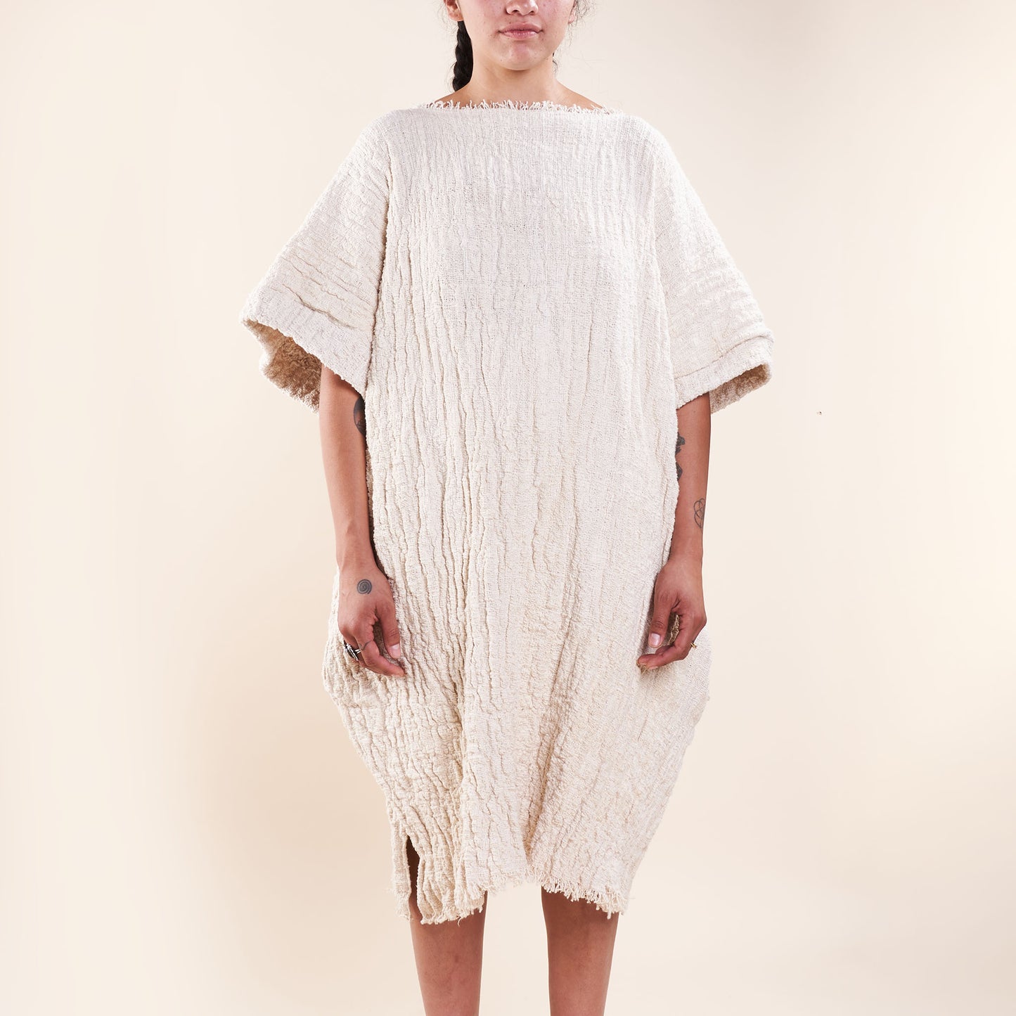 Matilija Caftan, Undyed Handspun Natural Cotton