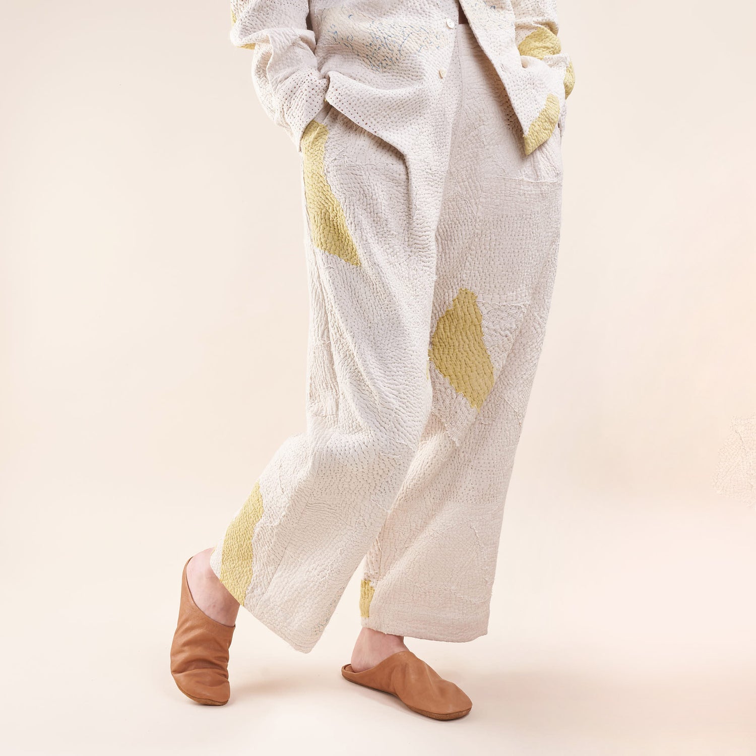 Kantha Quilted Pants, Upcycled Patchwork