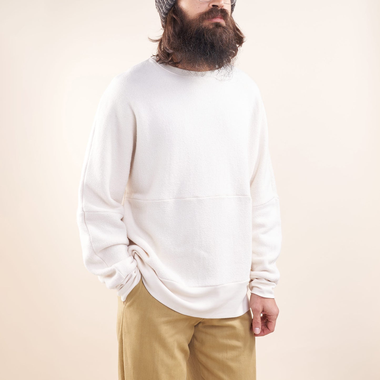 1-Pocket Knit Pullover, Undyed Organic Cotton Piled Fleece