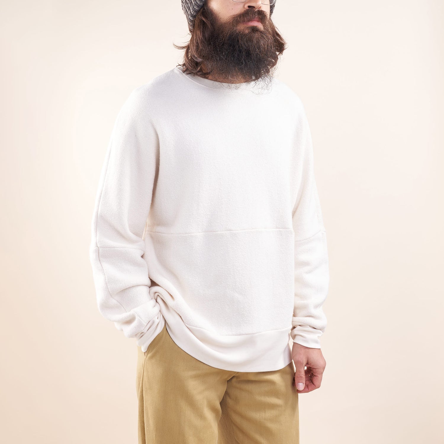 1-Pocket Knit Pullover, Undyed Organic Cotton Piled Fleece