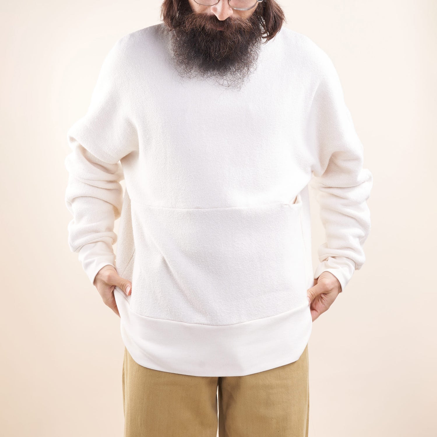 1-Pocket Knit Pullover, Undyed Organic Cotton Piled Fleece