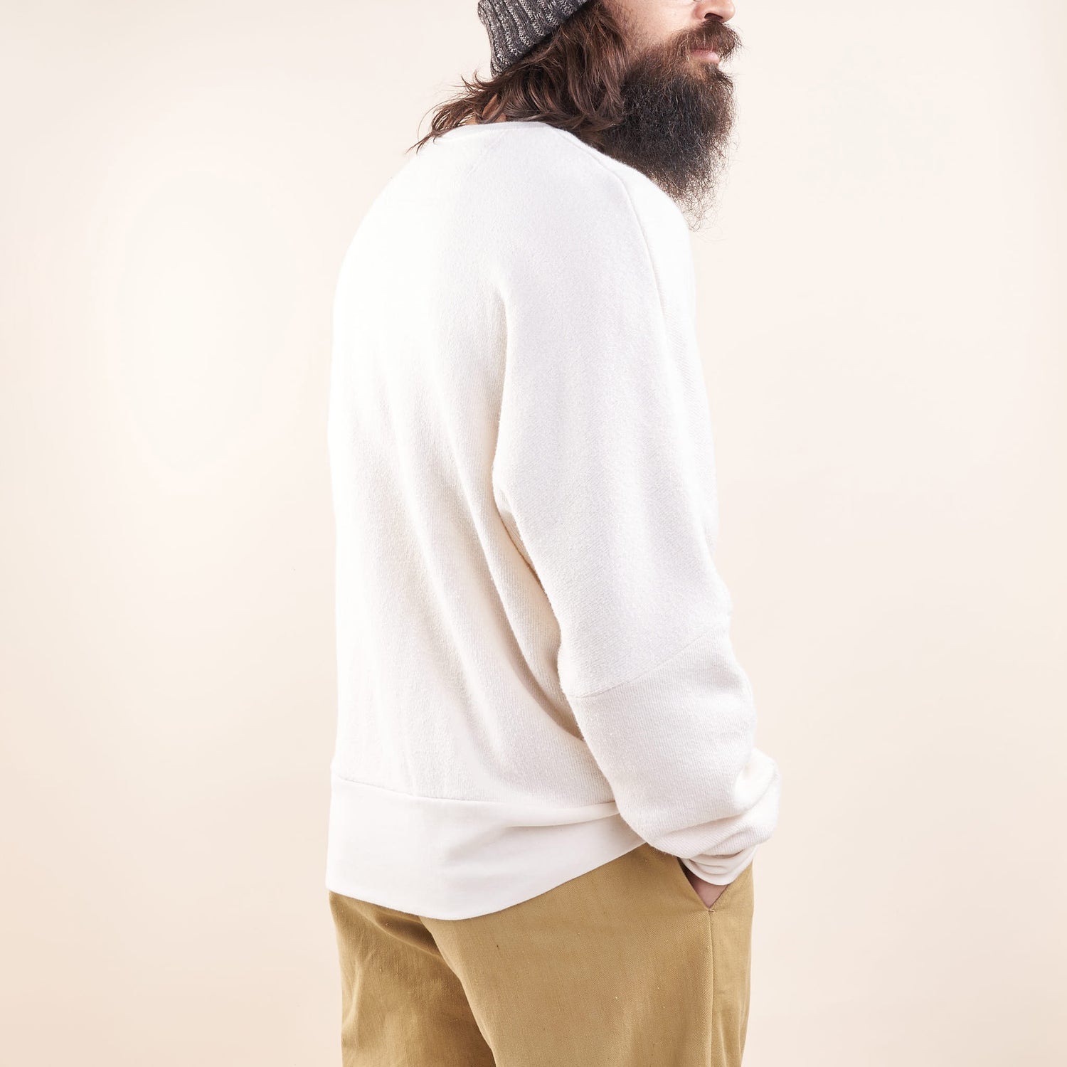 1-Pocket Knit Pullover, Undyed Organic Cotton Piled Fleece