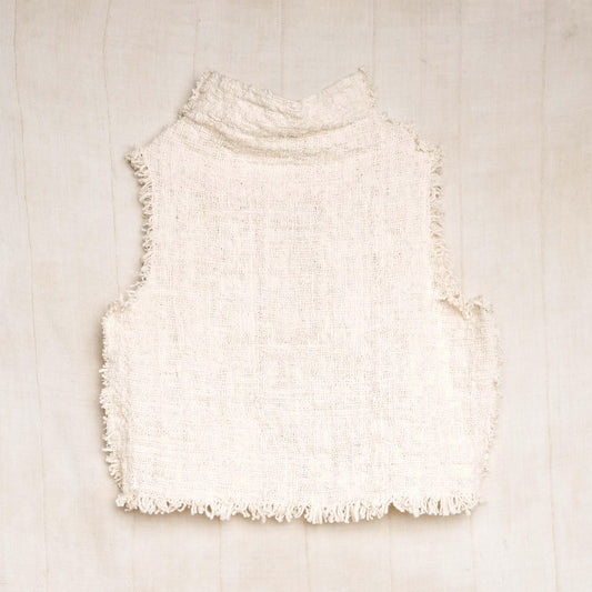 Live Edge Sleeveless Crop, Undyed Handspun Natural Cotton