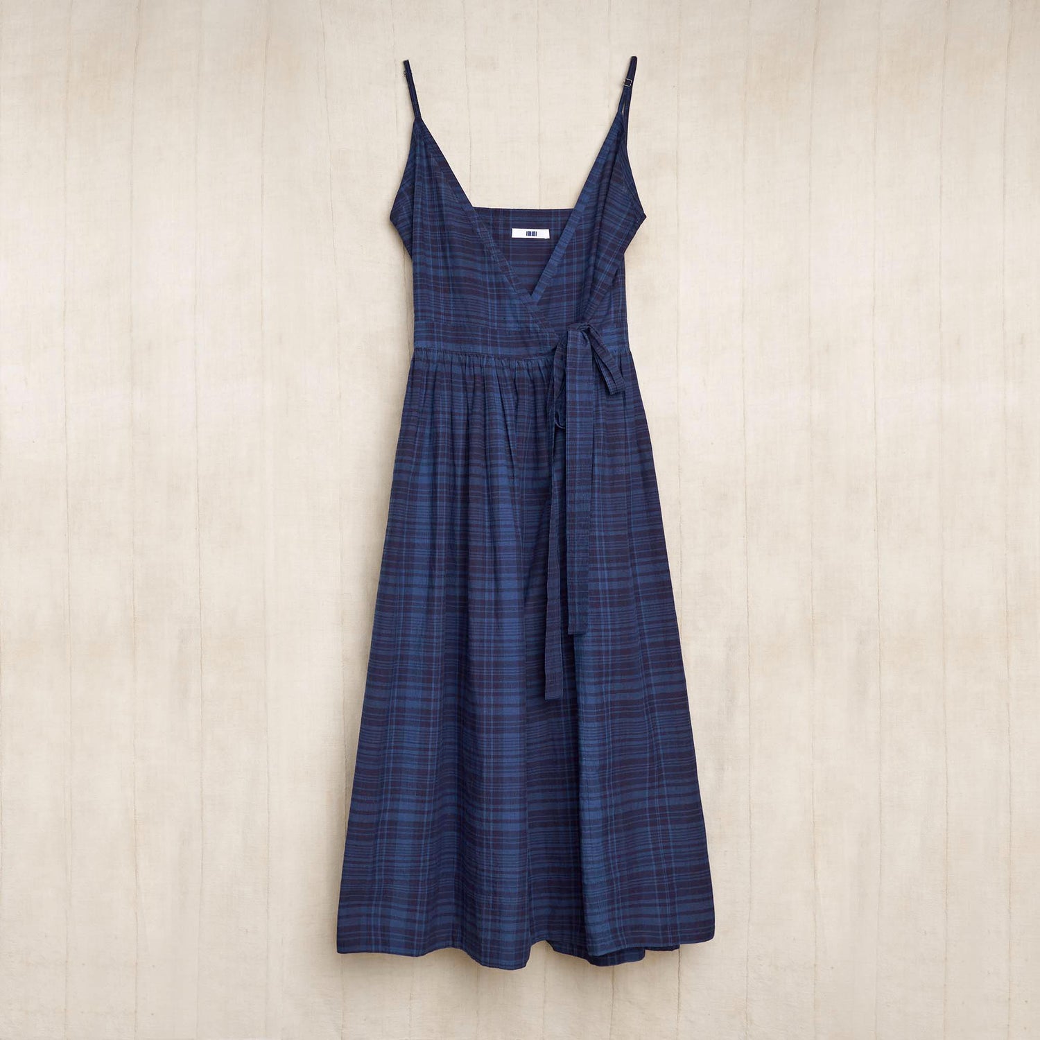 Mica Wrap Dress, Organic Indigo Madras