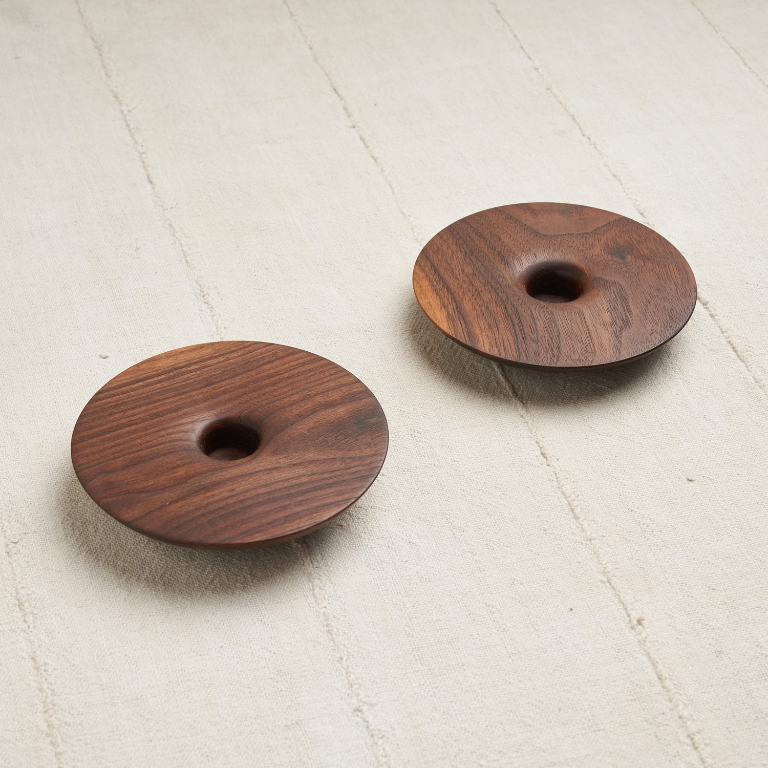 Hand-Turned Candlestick Holders, Natural Walnut