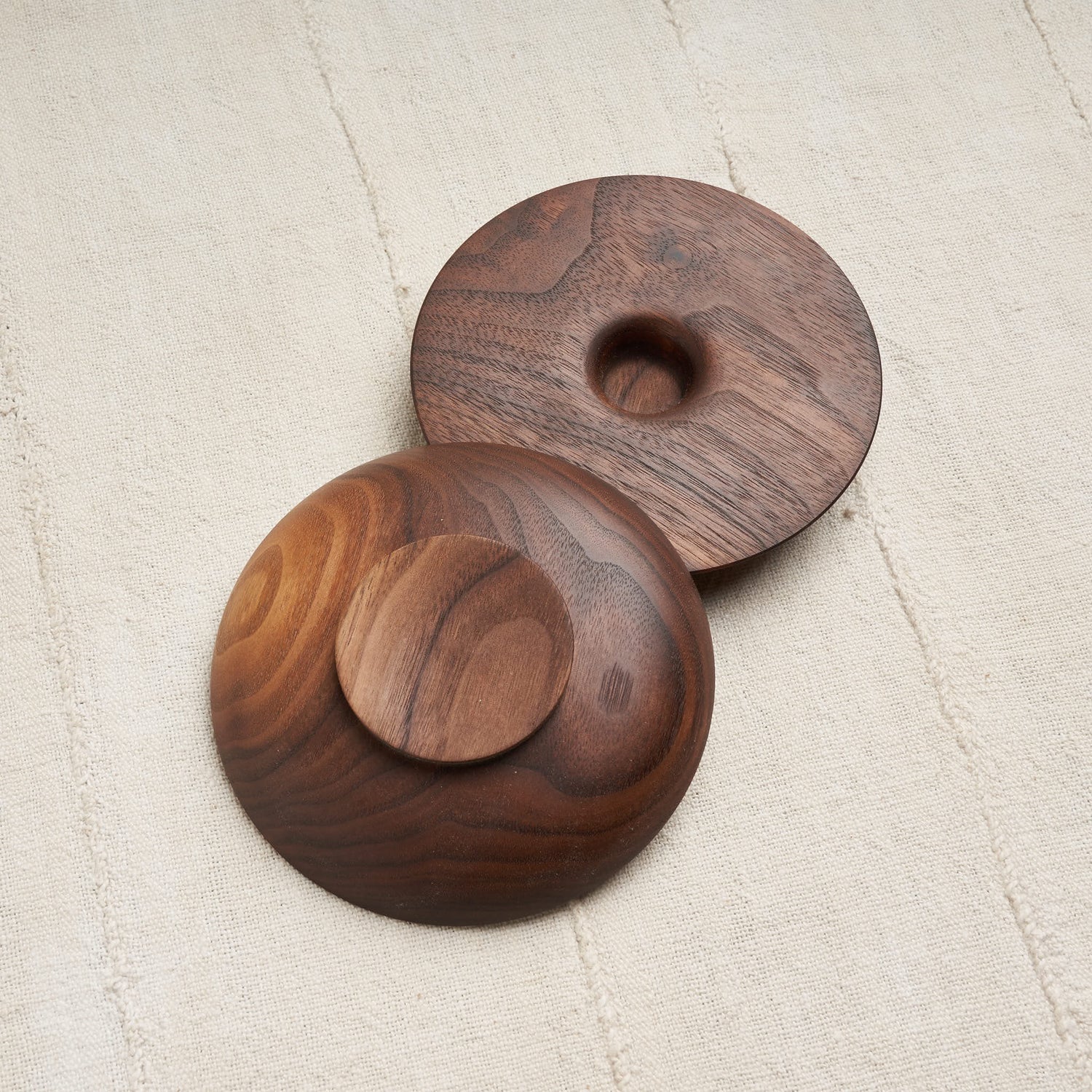 Hand-Turned Candlestick Holders, Natural Walnut