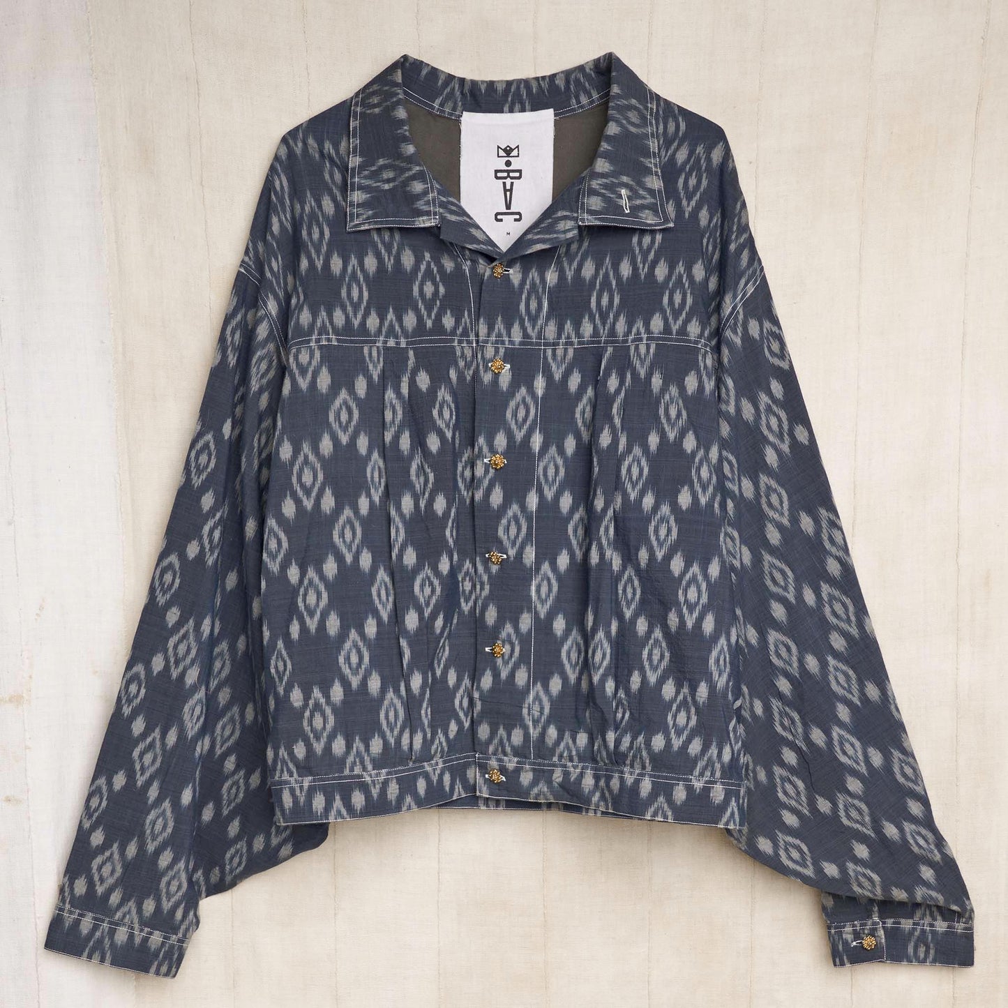 Silk Lined Dream Delivery Jacket, Organic Cotton Indigo Ikat