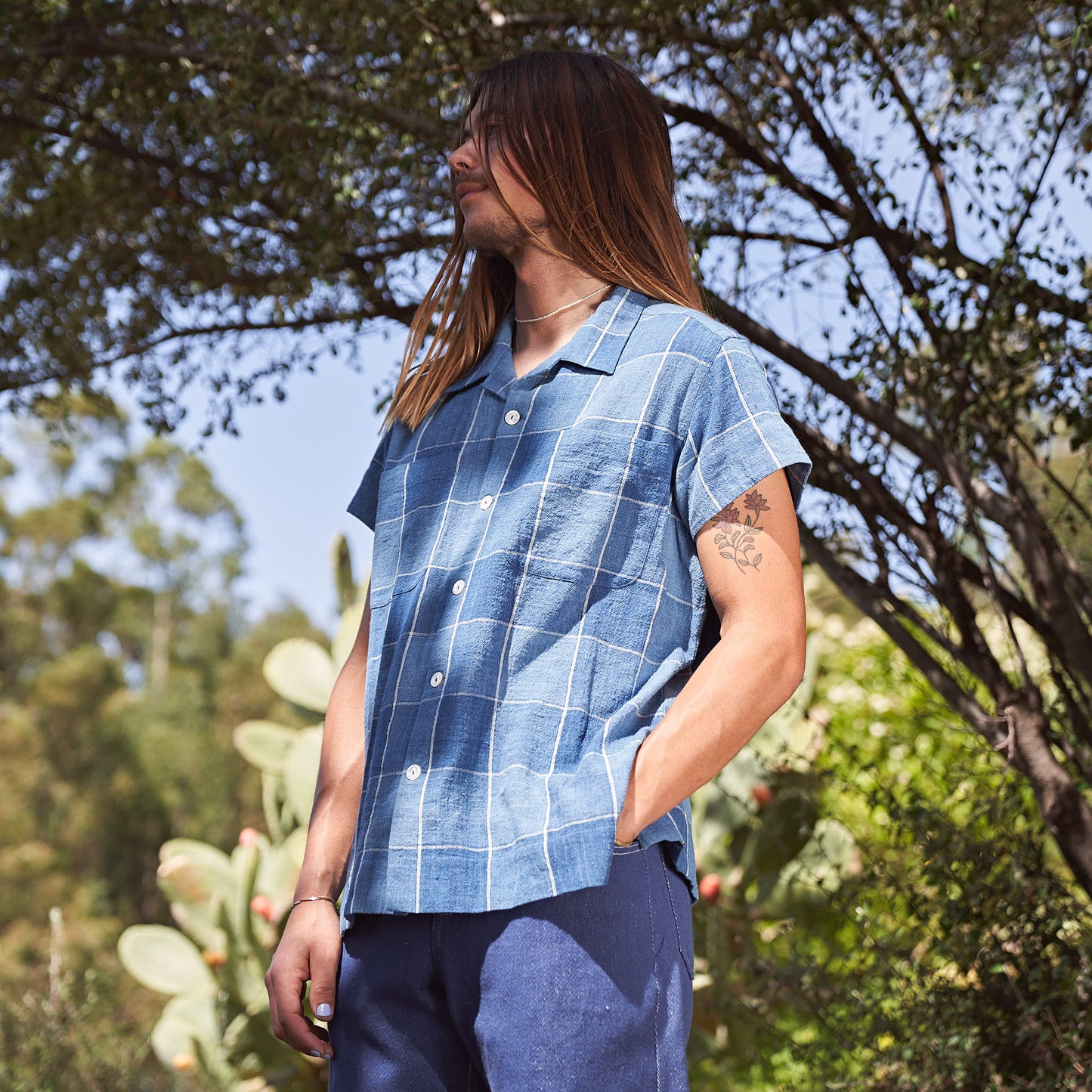Camp Shirt, Indigo Box Check Kala Cotton