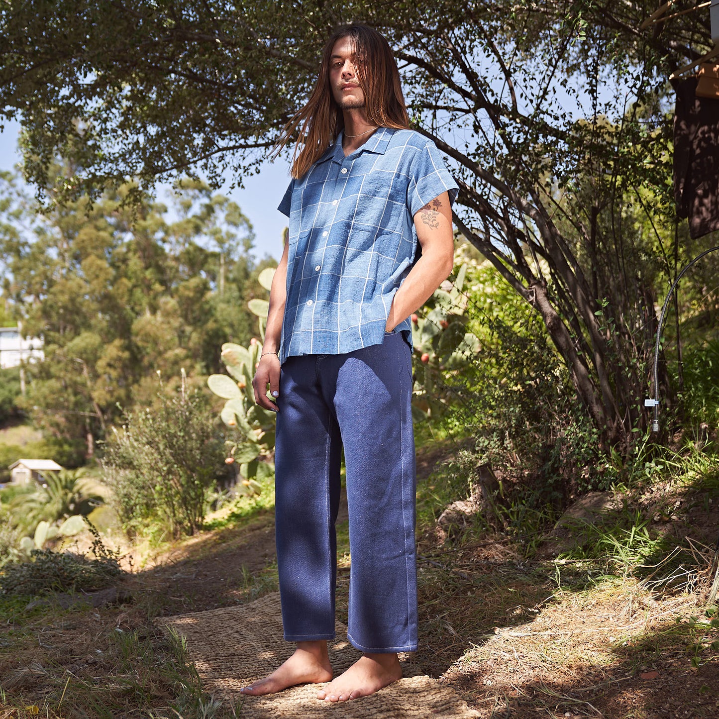 Camp Shirt, Indigo Box Check Kala Cotton