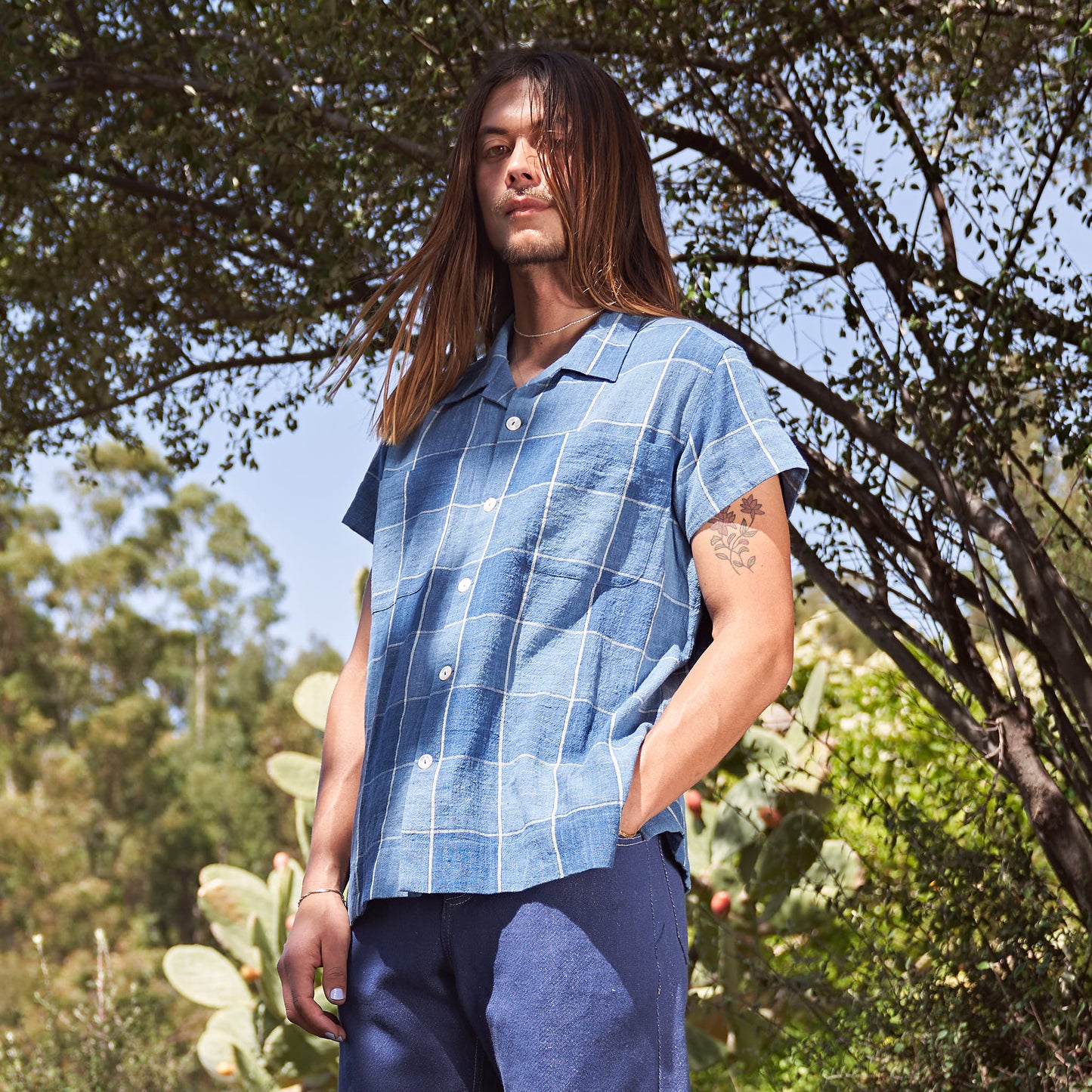 Camp Shirt, Indigo Box Check Kala Cotton