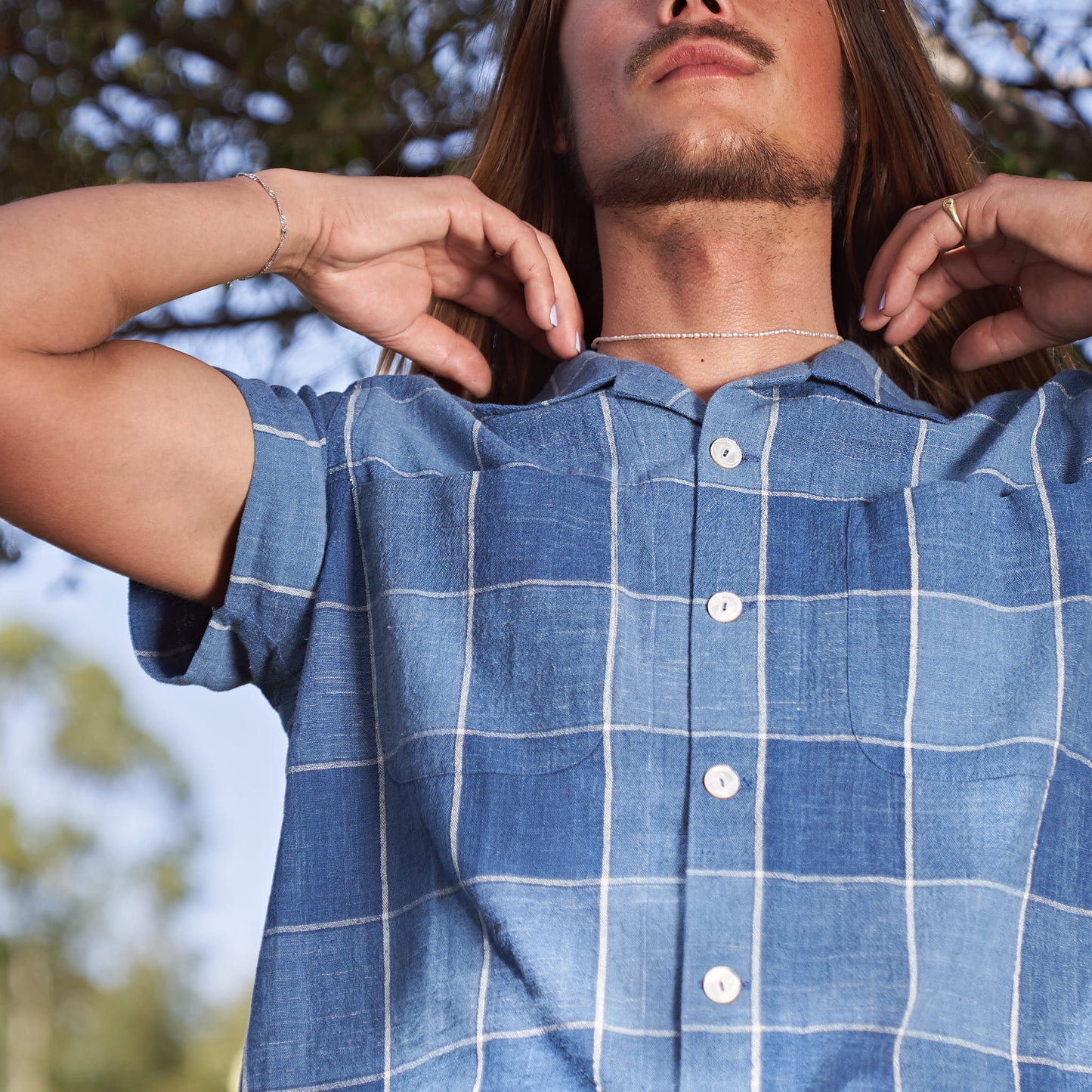 Camp Shirt, Indigo Box Check Kala Cotton