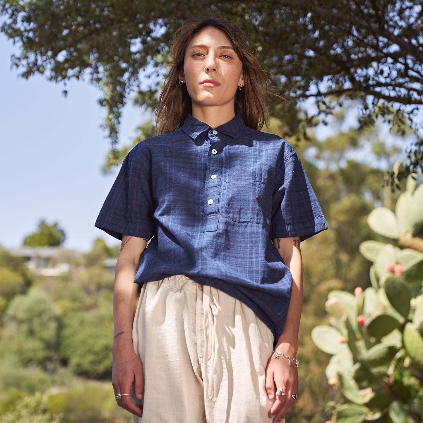 Cedar Shirt, Organic Indigo Madras