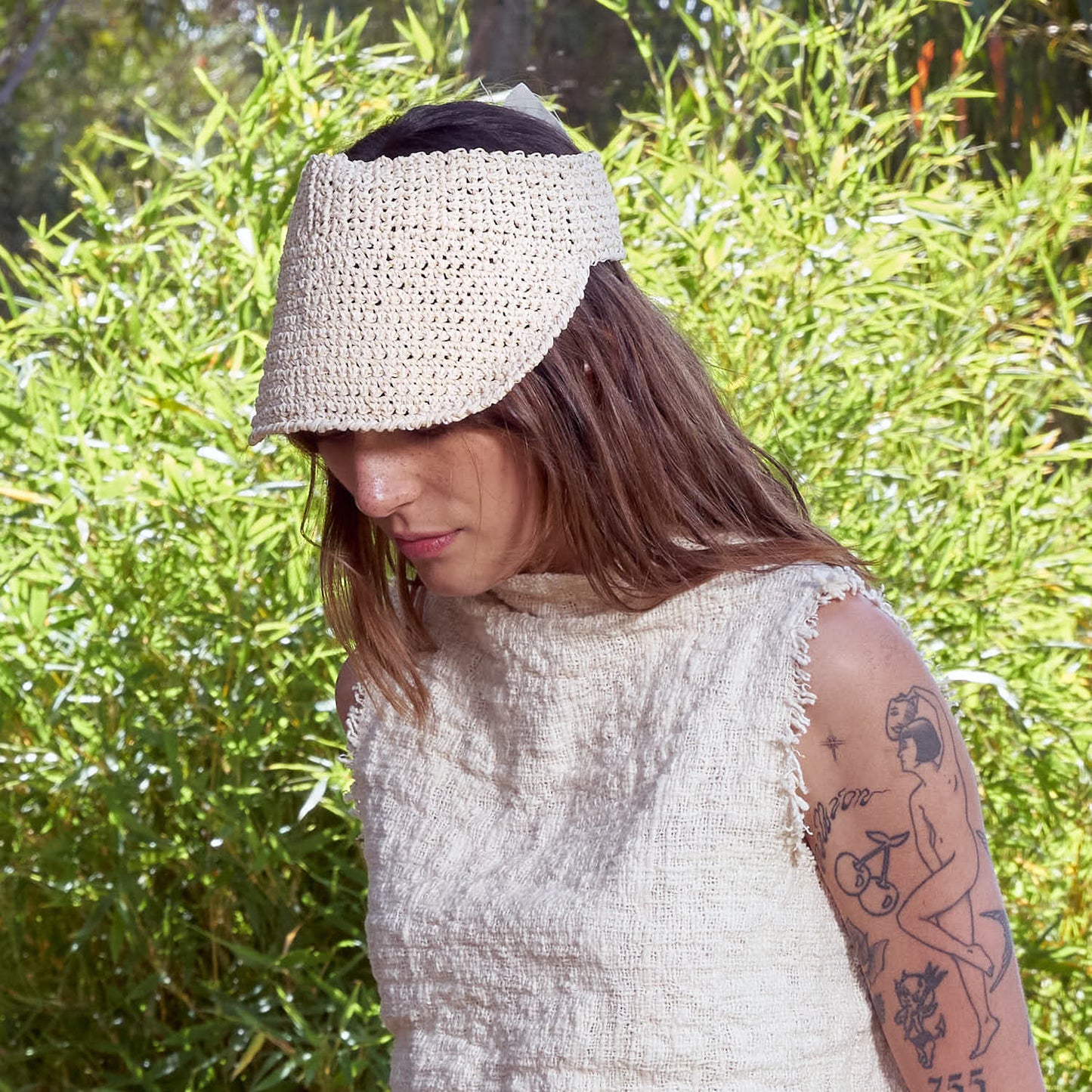 Hand Crocheted Raffia Visor