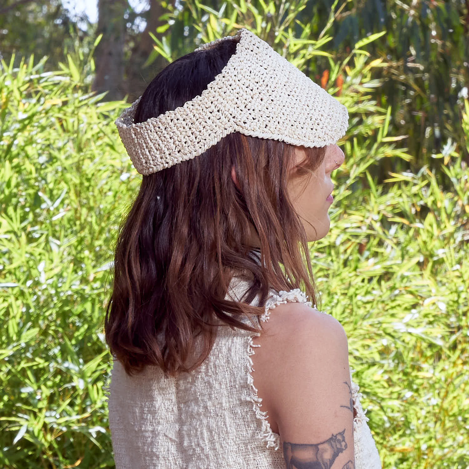 Hand Crocheted Raffia Visor