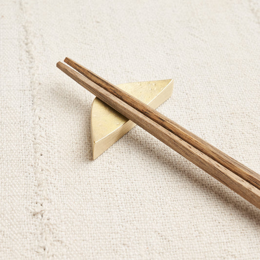 Crescent Solid Brass Chopstick Rest Set