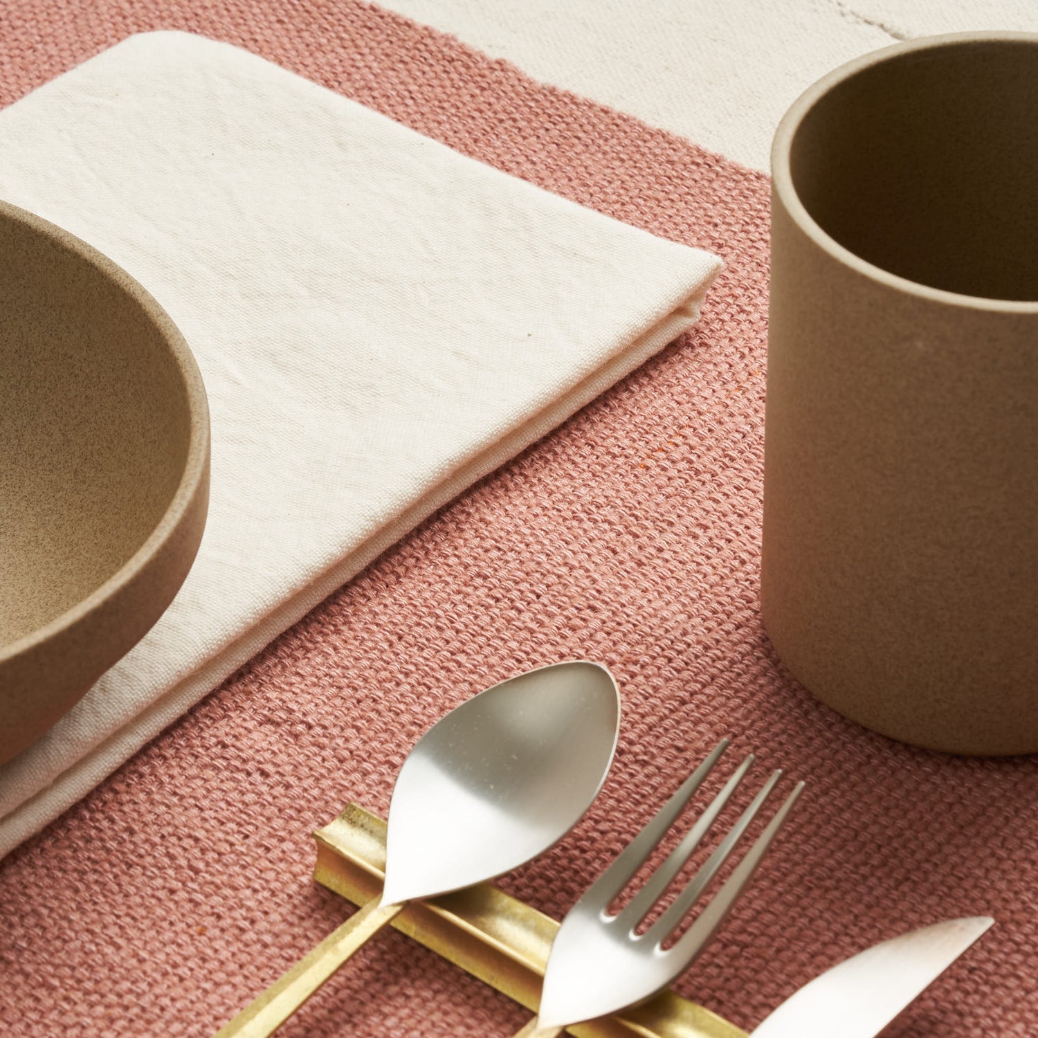 Handwoven Organic Cotton Placemat Set, Undyed Rosewood