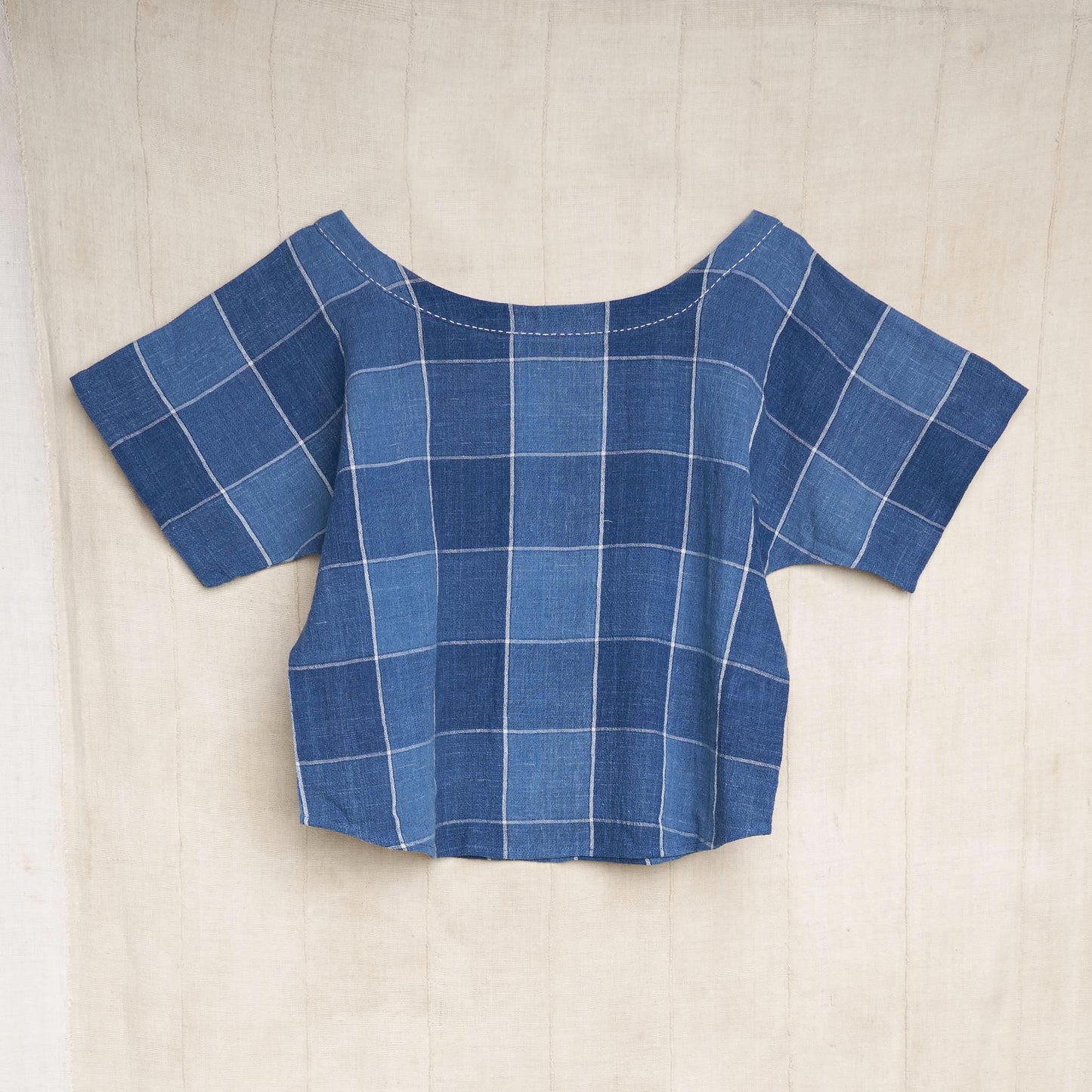 Nova Tee, Indigo Box Check Kala Cotton