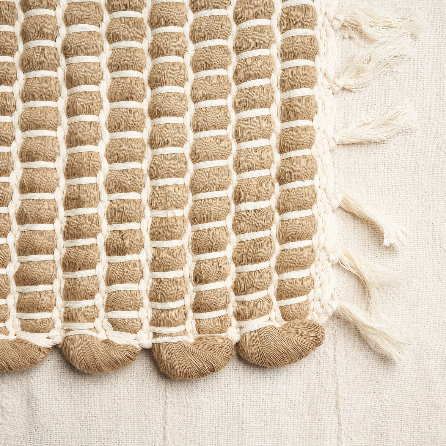Handwoven Organic Cotton Rug, Undyed Jade