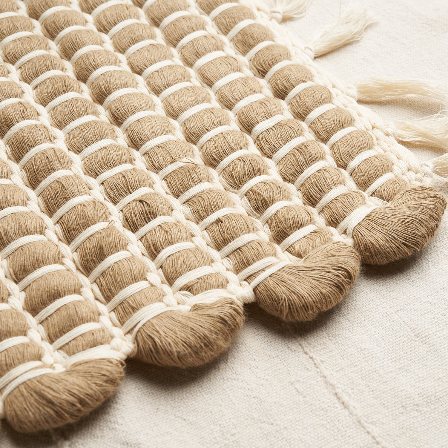 Handwoven Organic Cotton Rug, Undyed Jade