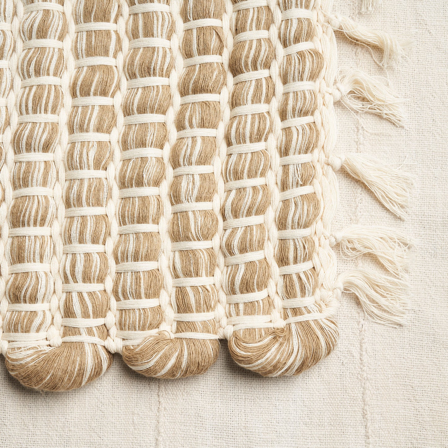 Handwoven Organic Cotton Rug, Undyed Jade Marble