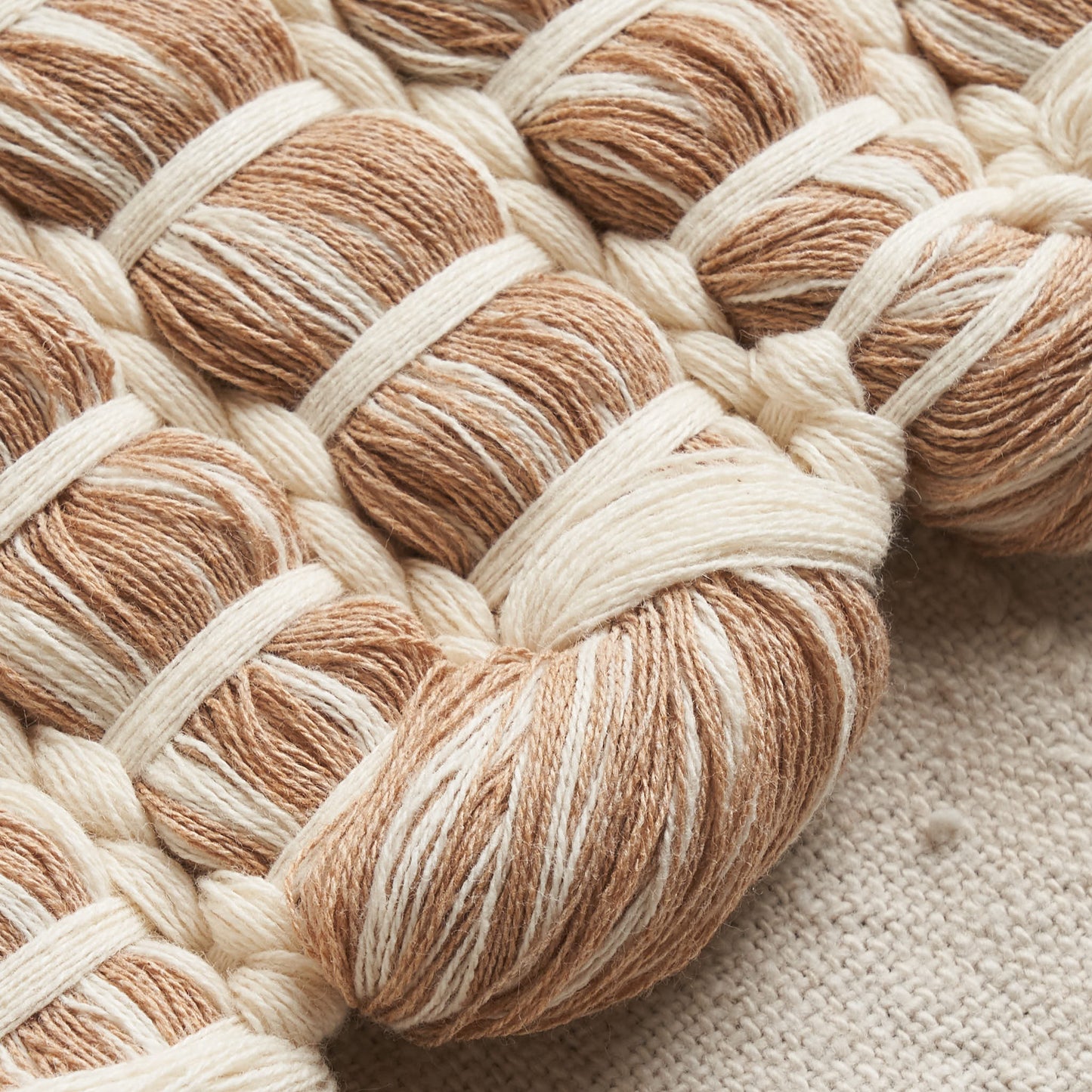 Handwoven Organic Cotton Rug, Undyed Camel Marble