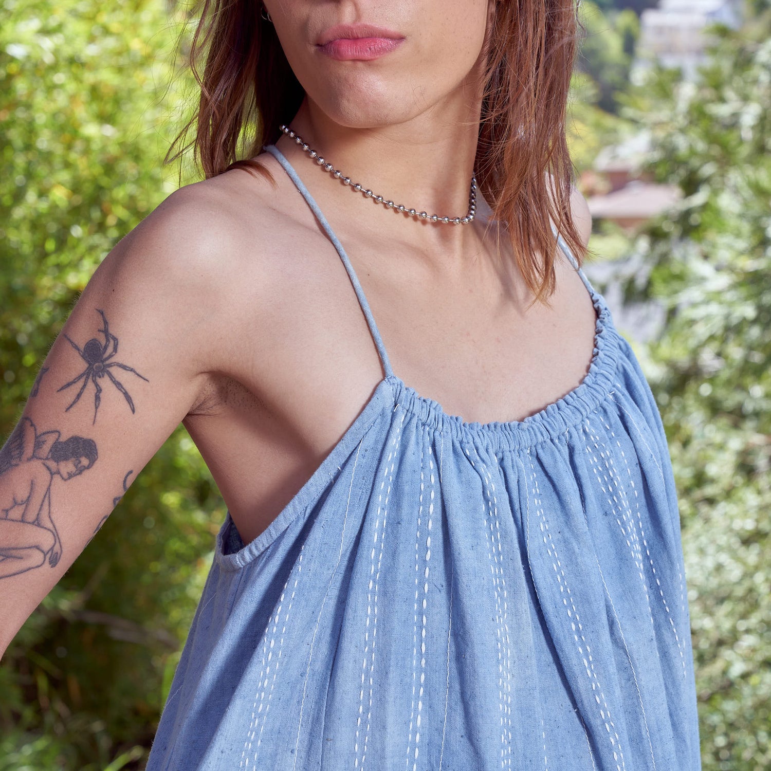 Isa Dress, Hand Embroidered Indigo Kala Cotton