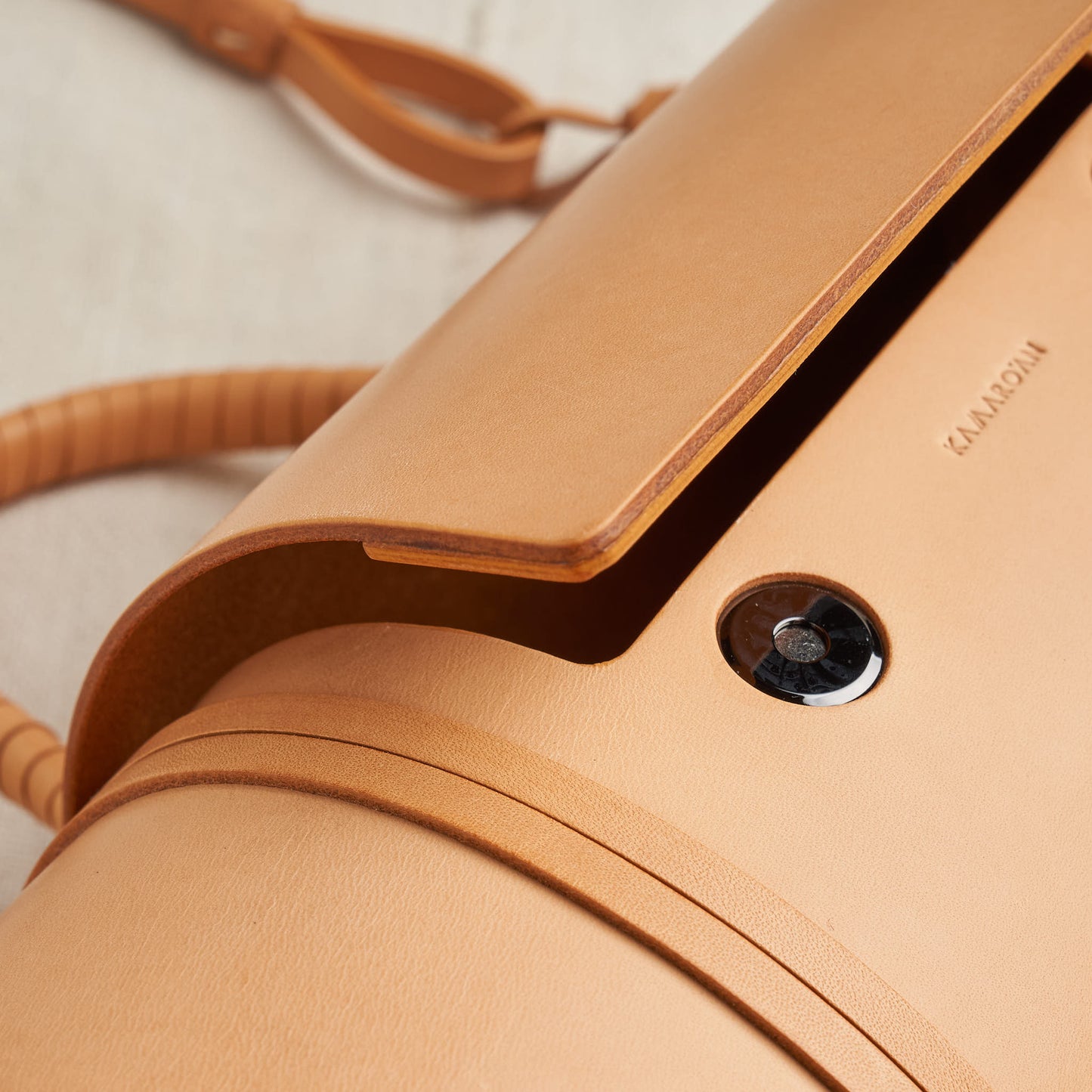 Woven Bamboo Bag, Natural Vegetable Tanned Leather