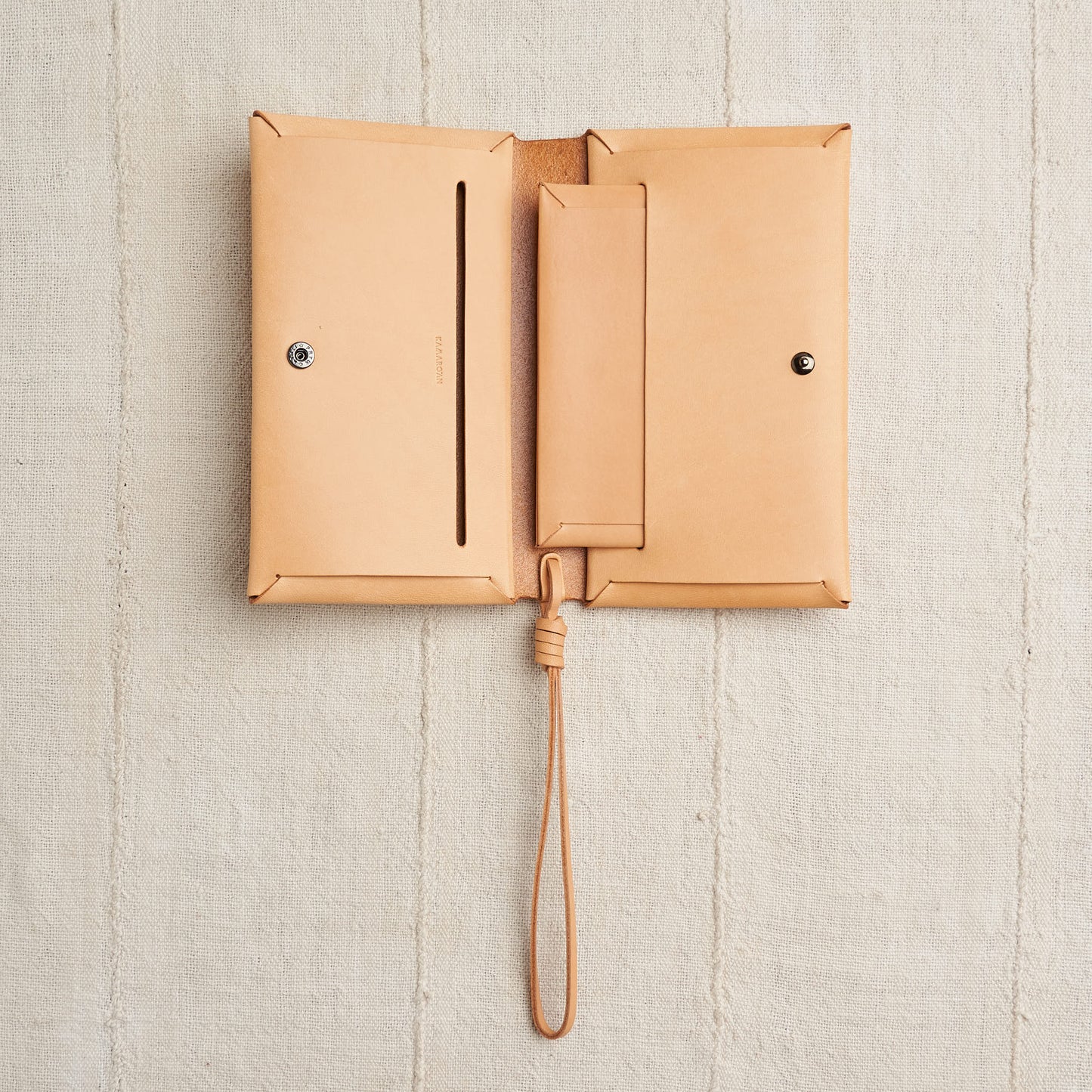 Woven Passport Wallet, Natural Vegetable Tanned Leather