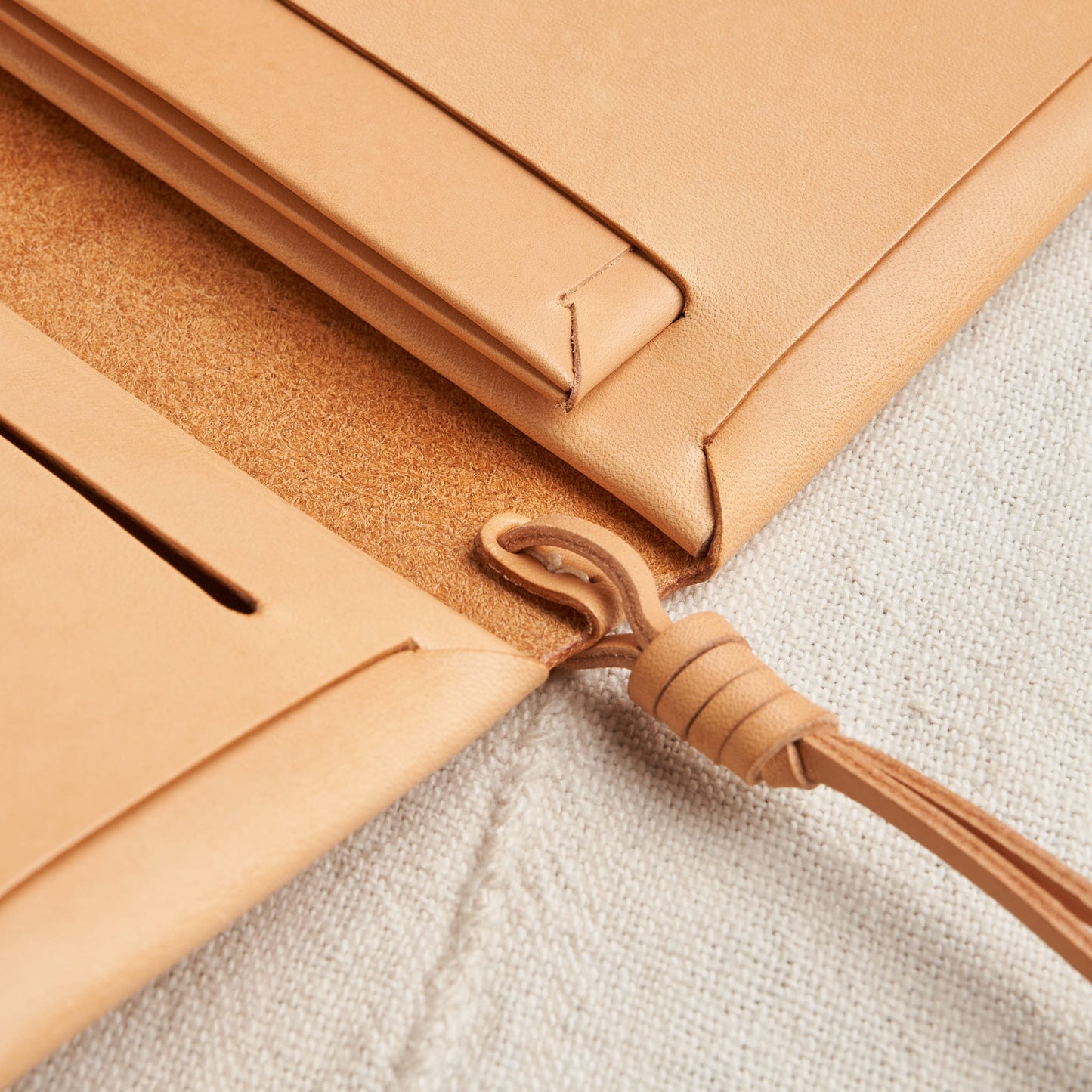 Woven Passport Wallet, Natural Vegetable Tanned Leather
