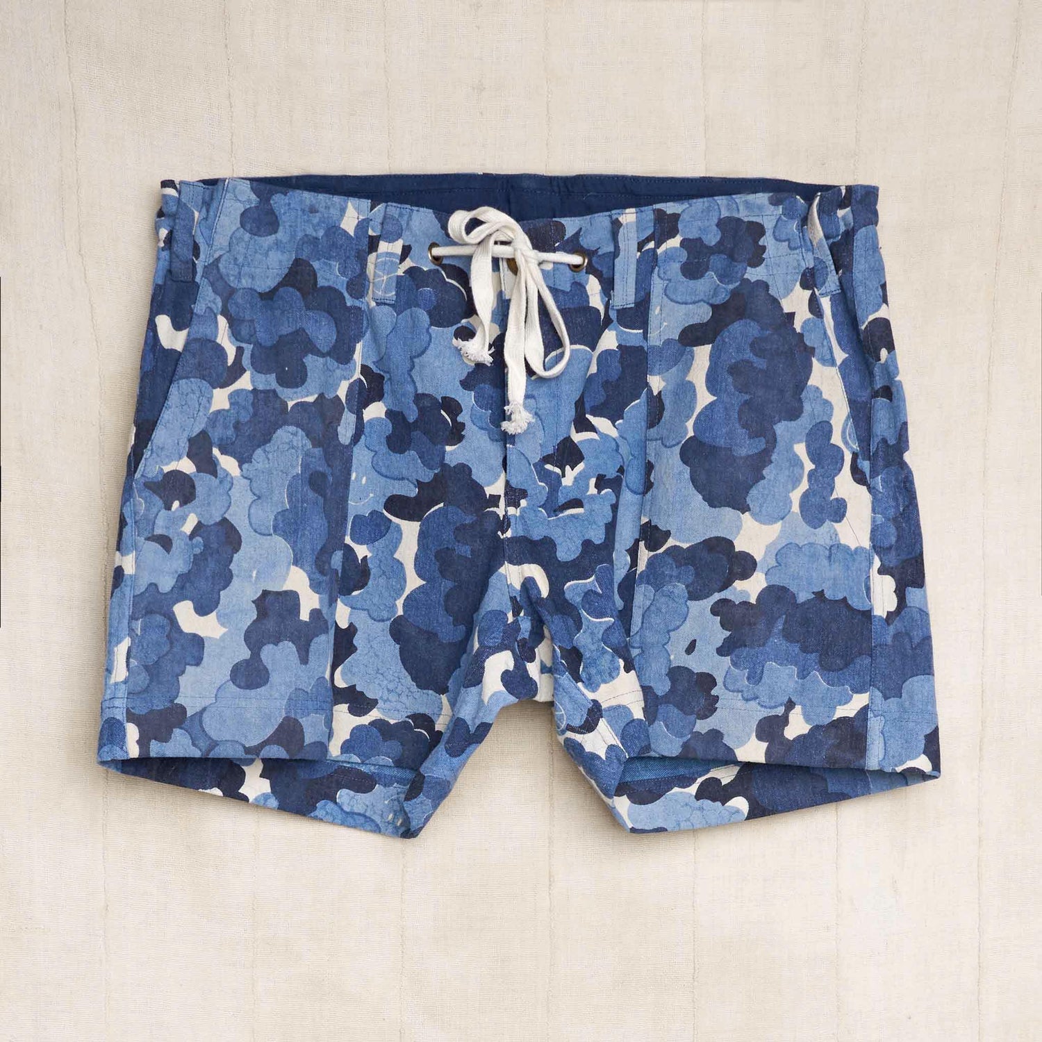 Obelisk Short, Indigo Cloud Camo Organic Cotton Canvas