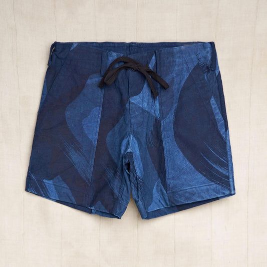 Obelisk Short, Indigo Paintbrush Organic Cotton Canvas