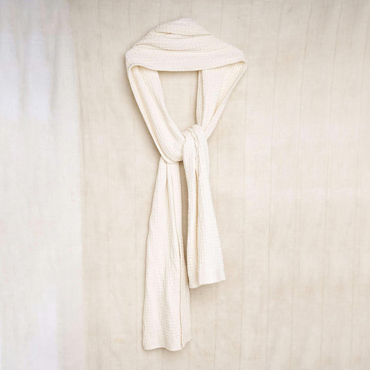 Big Selvedge Scarf, Undyed Organic Cotton Waffle