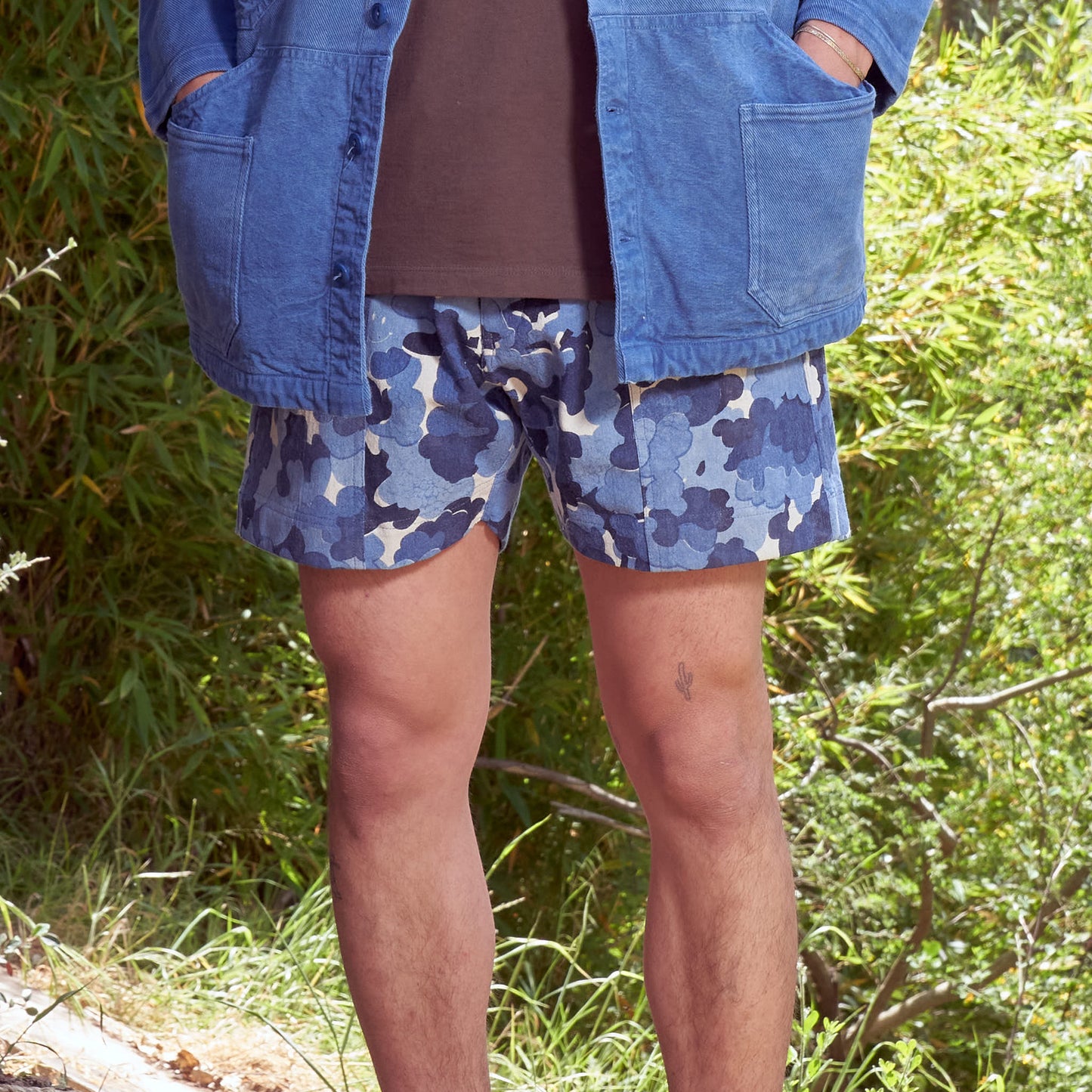 Obelisk Short, Indigo Cloud Camo Organic Cotton Canvas
