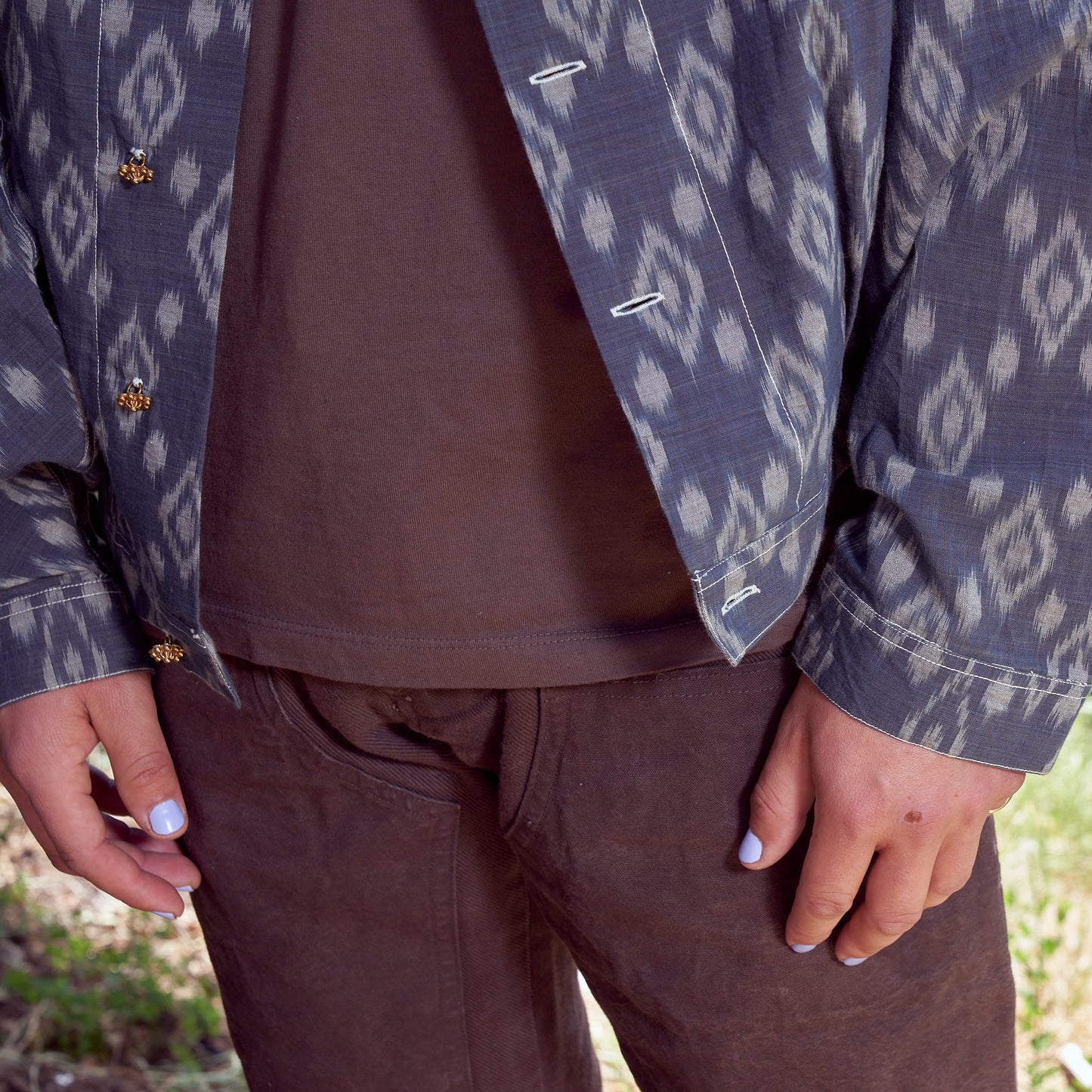 Silk Lined Dream Delivery Jacket, Organic Cotton Indigo Ikat