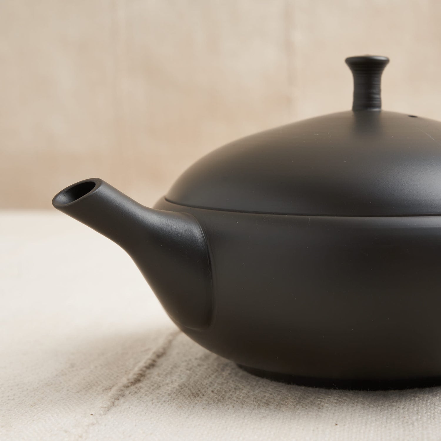 Tokoname Teapot, Unglazed Iron Black Clay