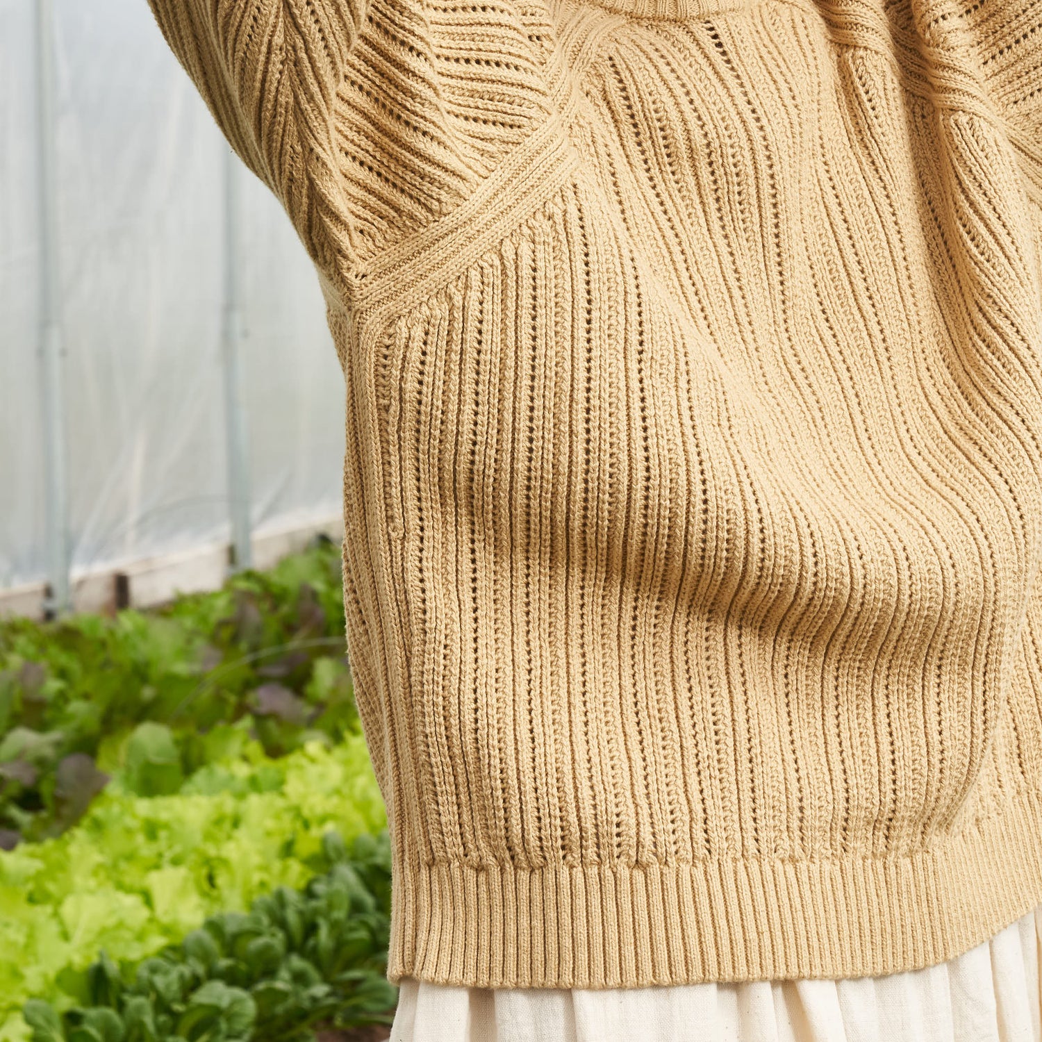 Hand-Knit Sweatshirt Sweater, Undyed Sage Colorganic® Cotton