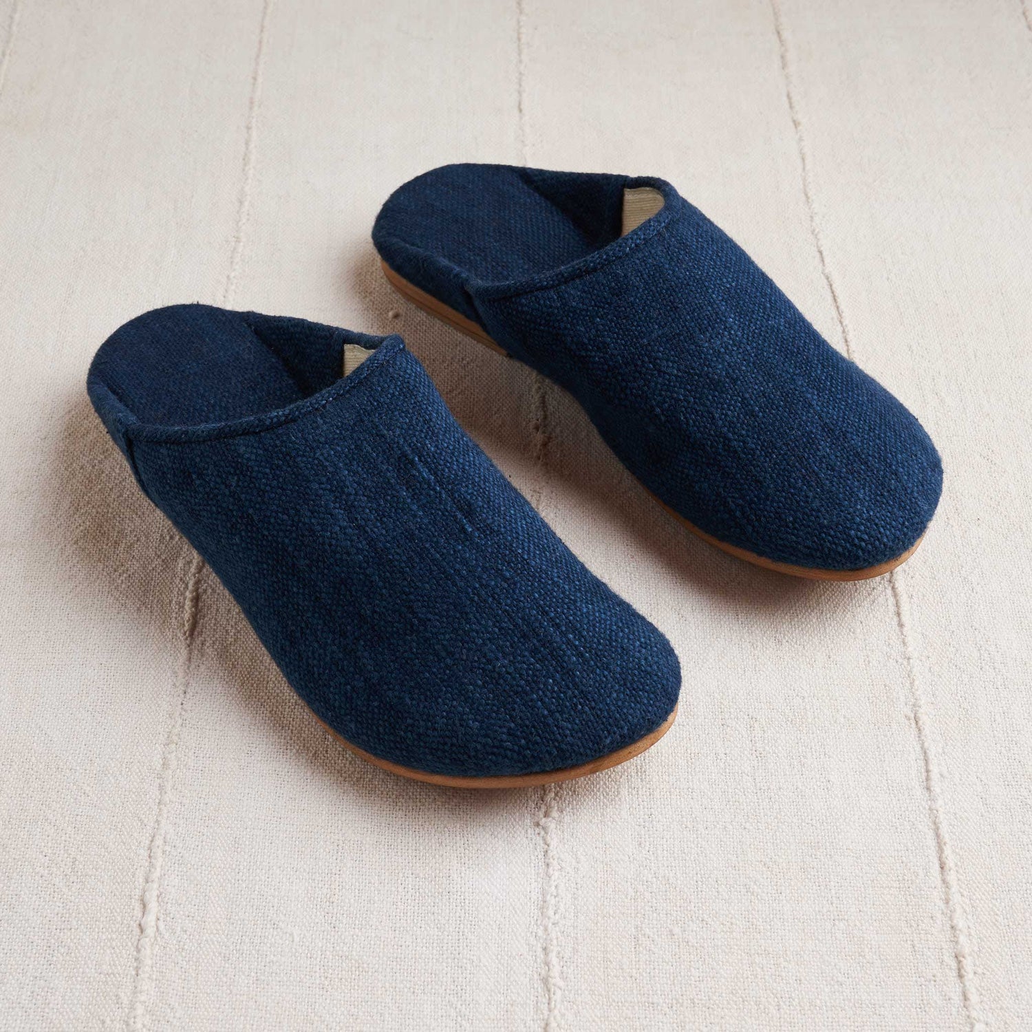 Babouche Slippers, Indigo Handloom