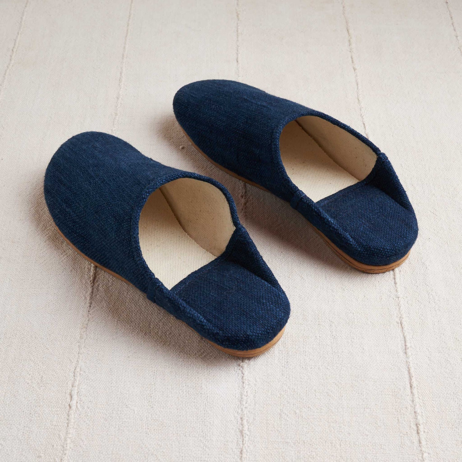 Babouche Slippers, Indigo Handloom