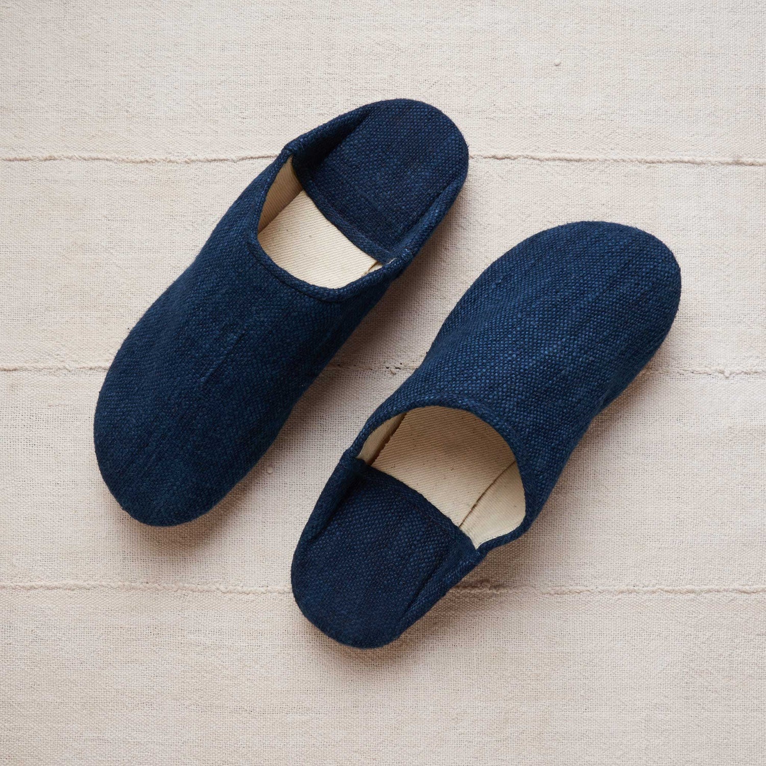 Babouche Slippers, Indigo Handloom