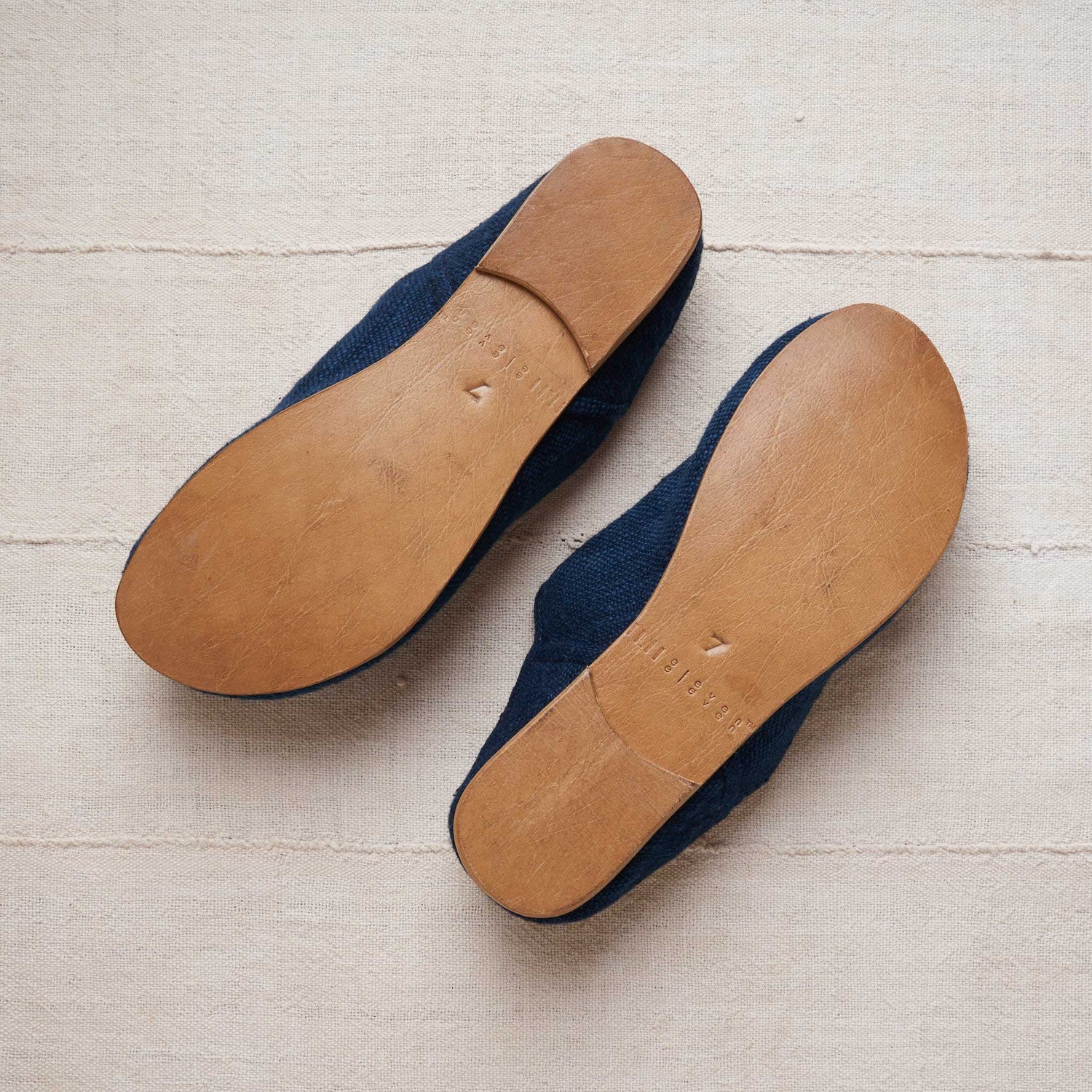 Babouche Slippers, Indigo Handloom