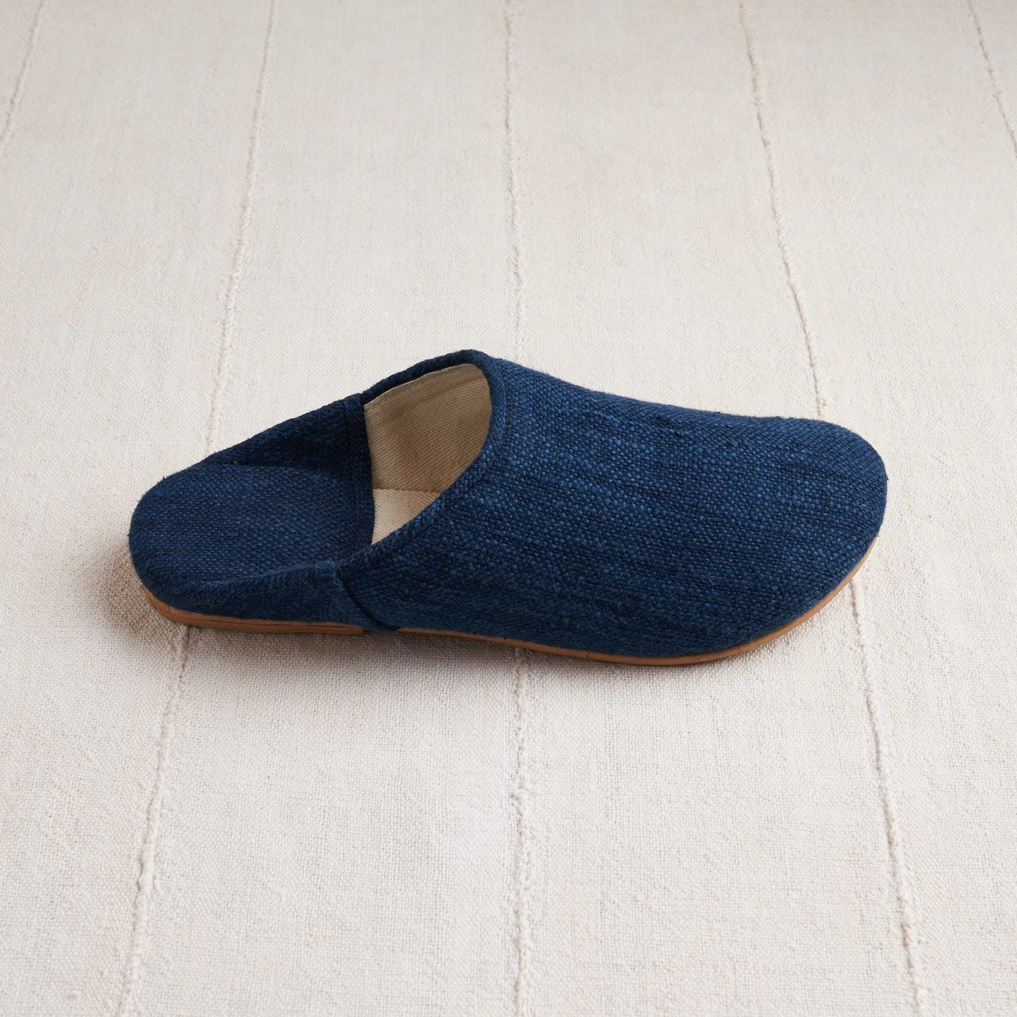 Babouche Slippers, Indigo Handloom