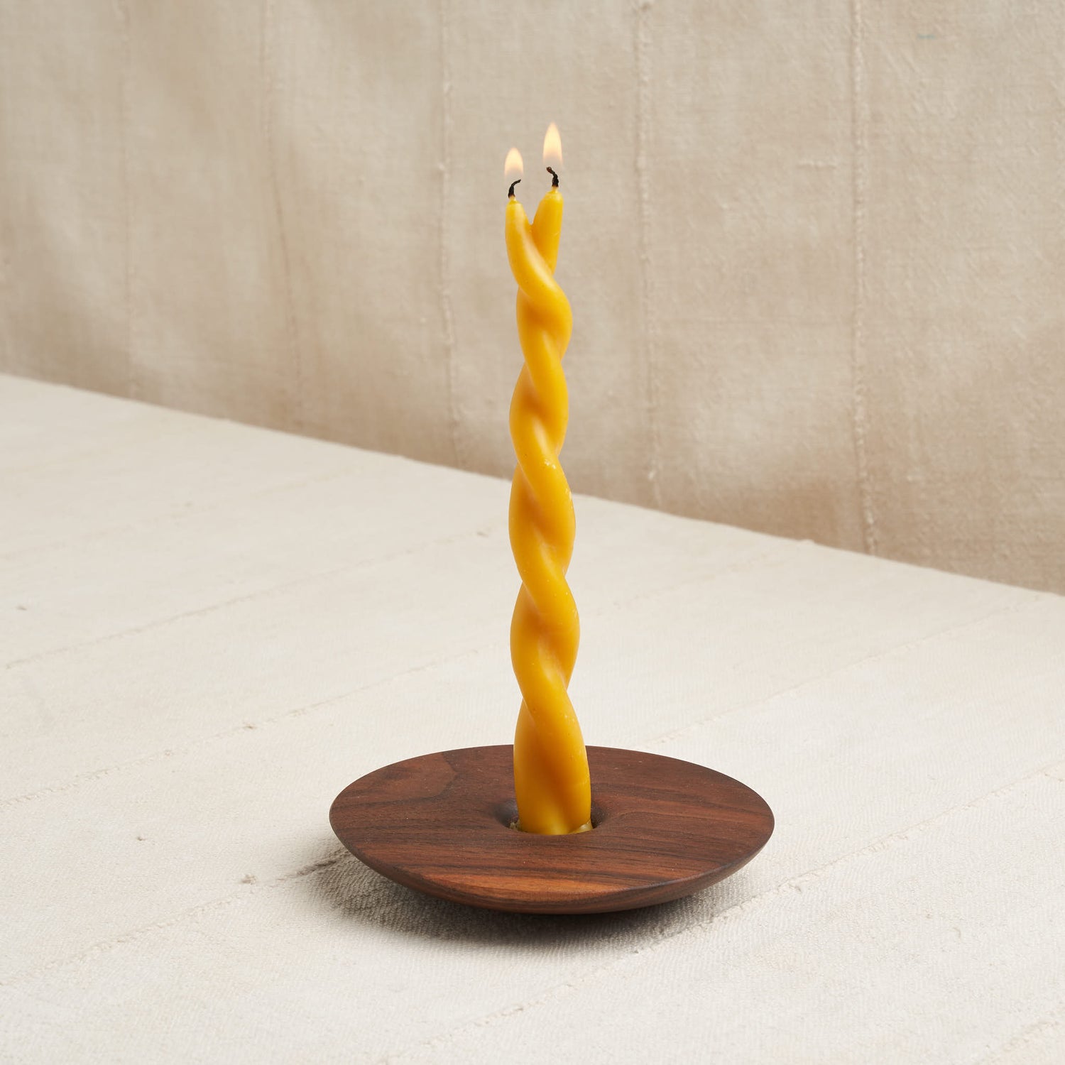 Hand-Dipped Pure Beeswax Twin Flame Candles