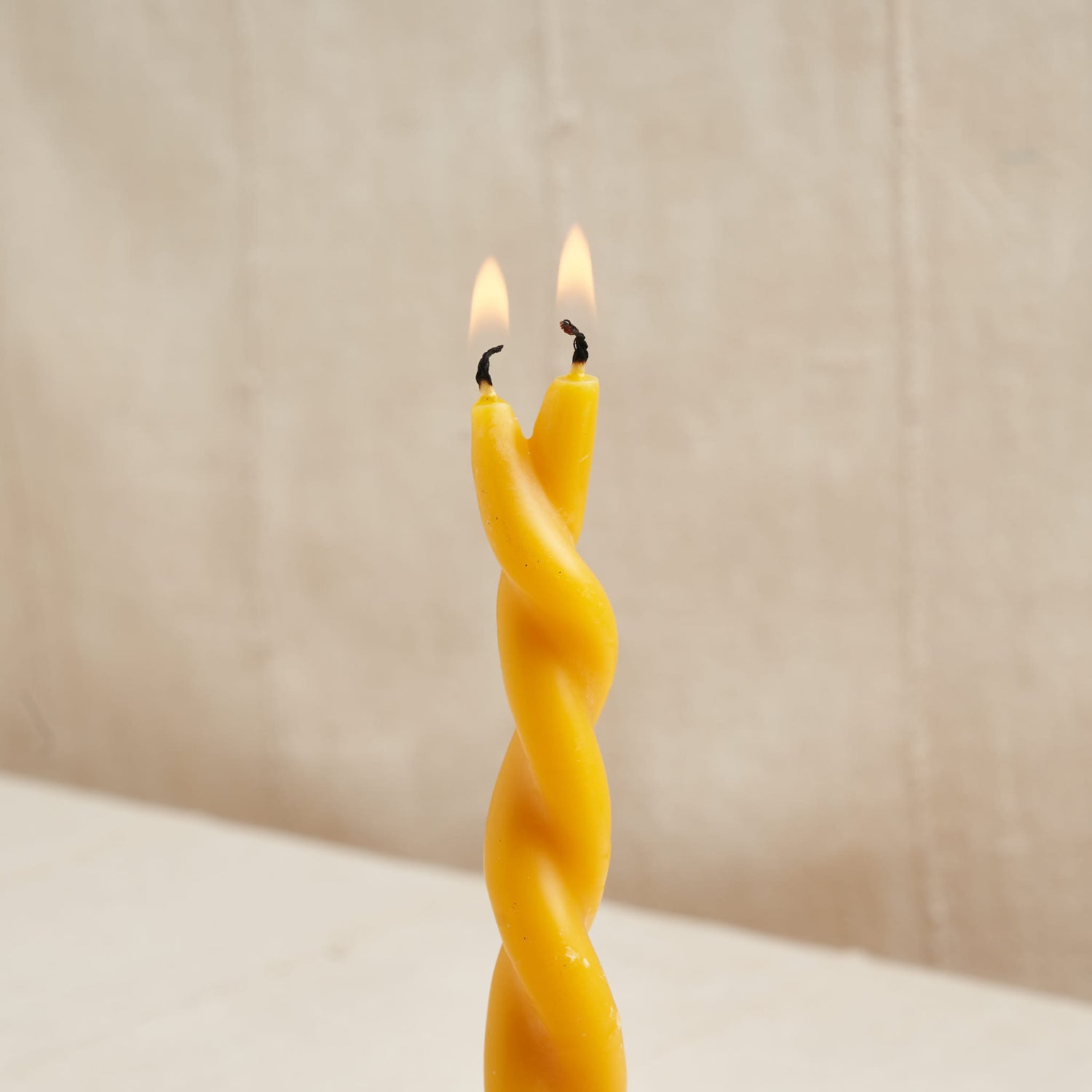 Hand-Dipped Pure Beeswax Twin Flame Candles