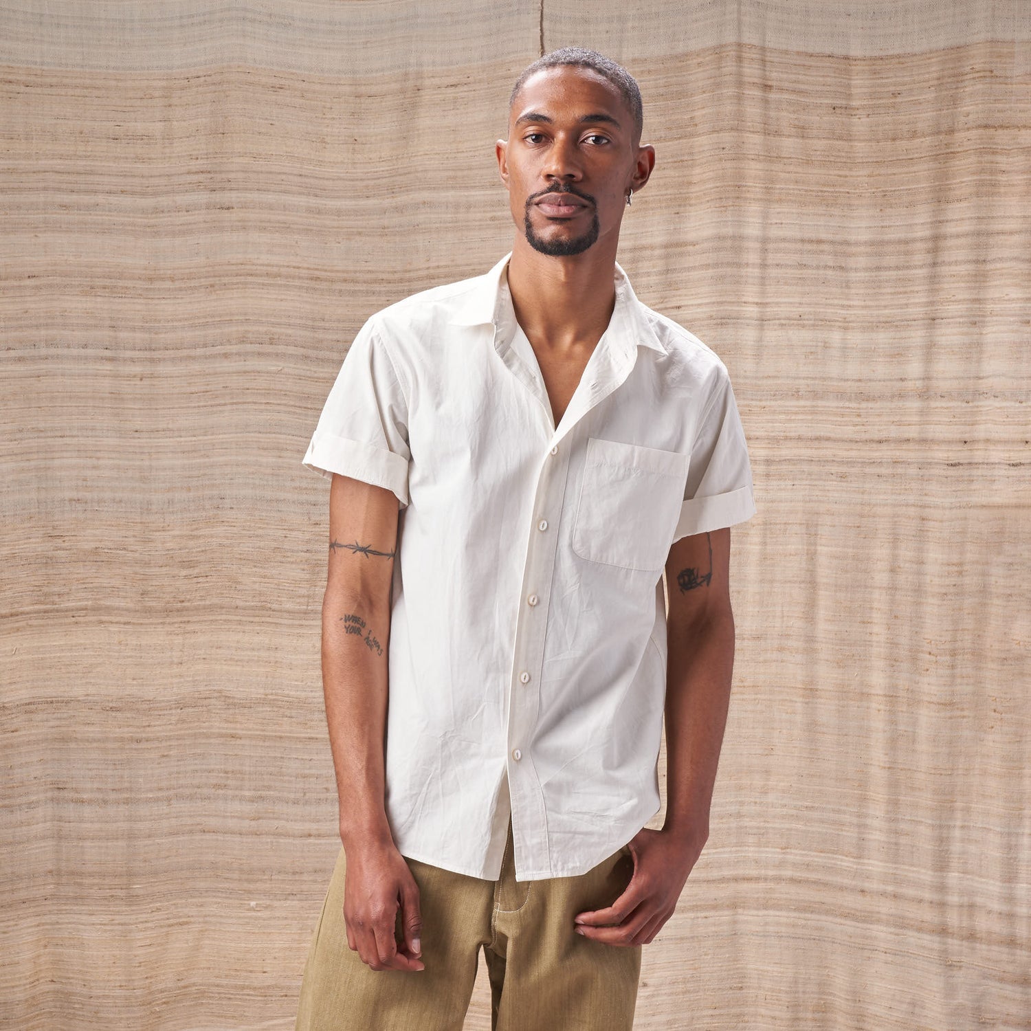 Camp Collar Matty Shirt, Organic Undyed Poplin