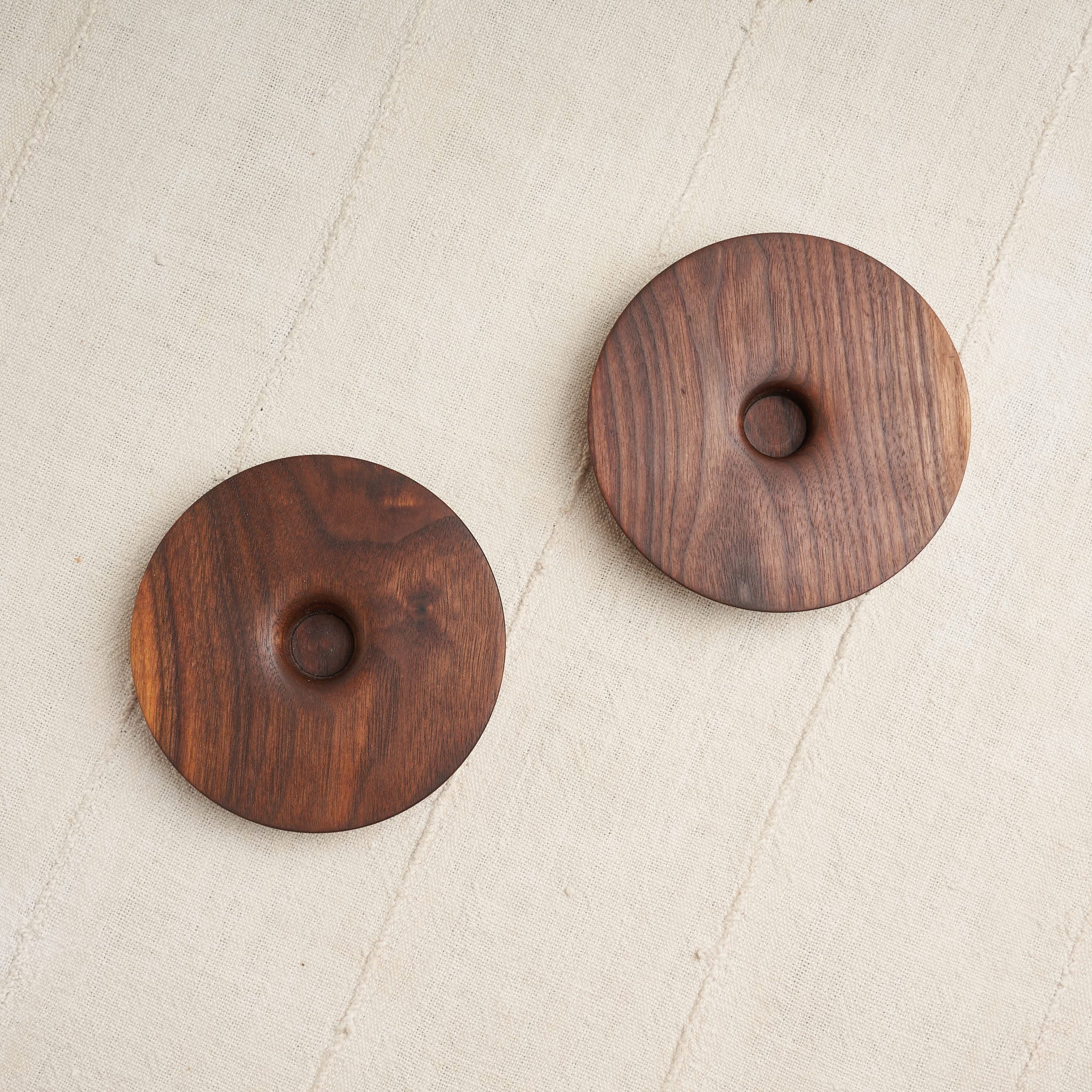 De JONG & Co. | Pair of Candlestick Holders in Natural Walnut Wood ...