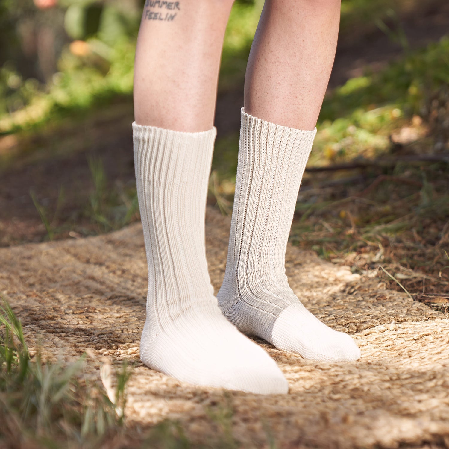 Compostable Cotton Socks, Undyed Cream