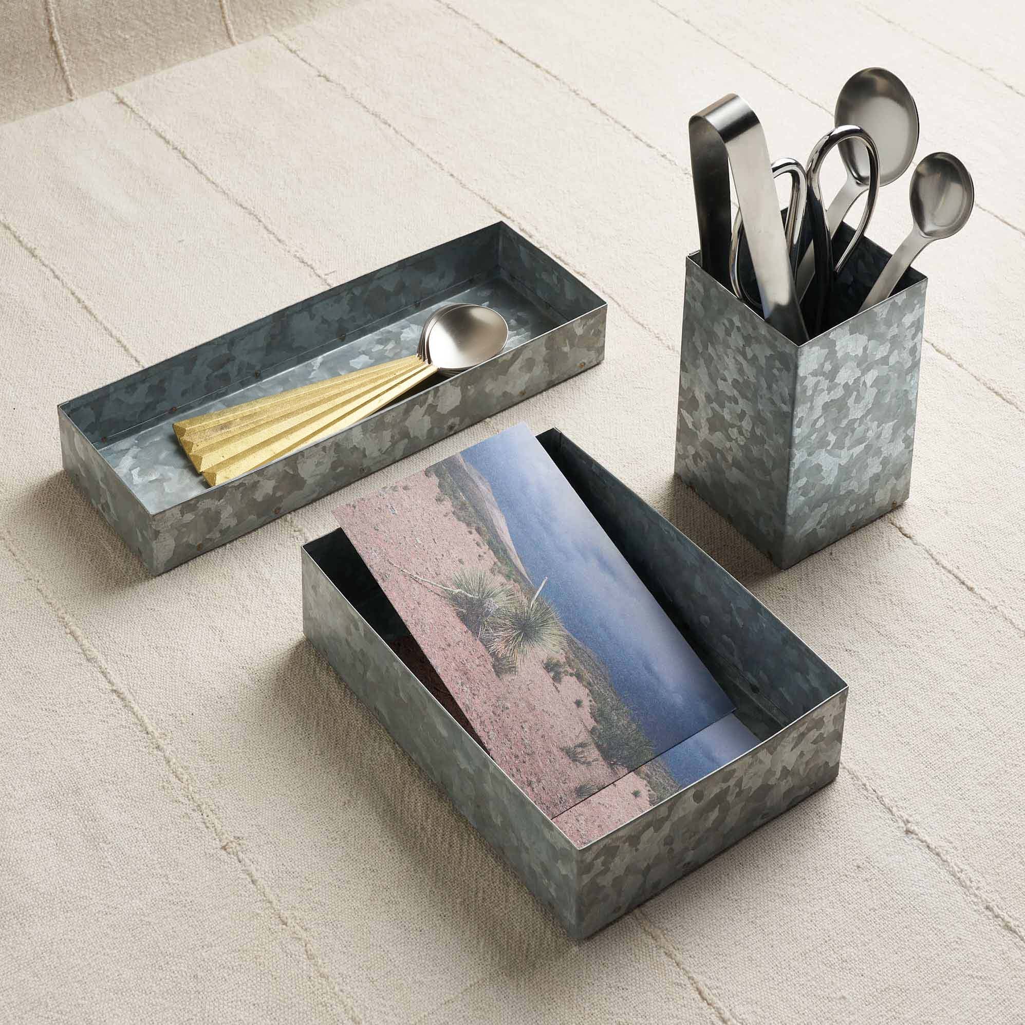 Galvanized Steel Organizer Boxes | Fog Linen – Housework