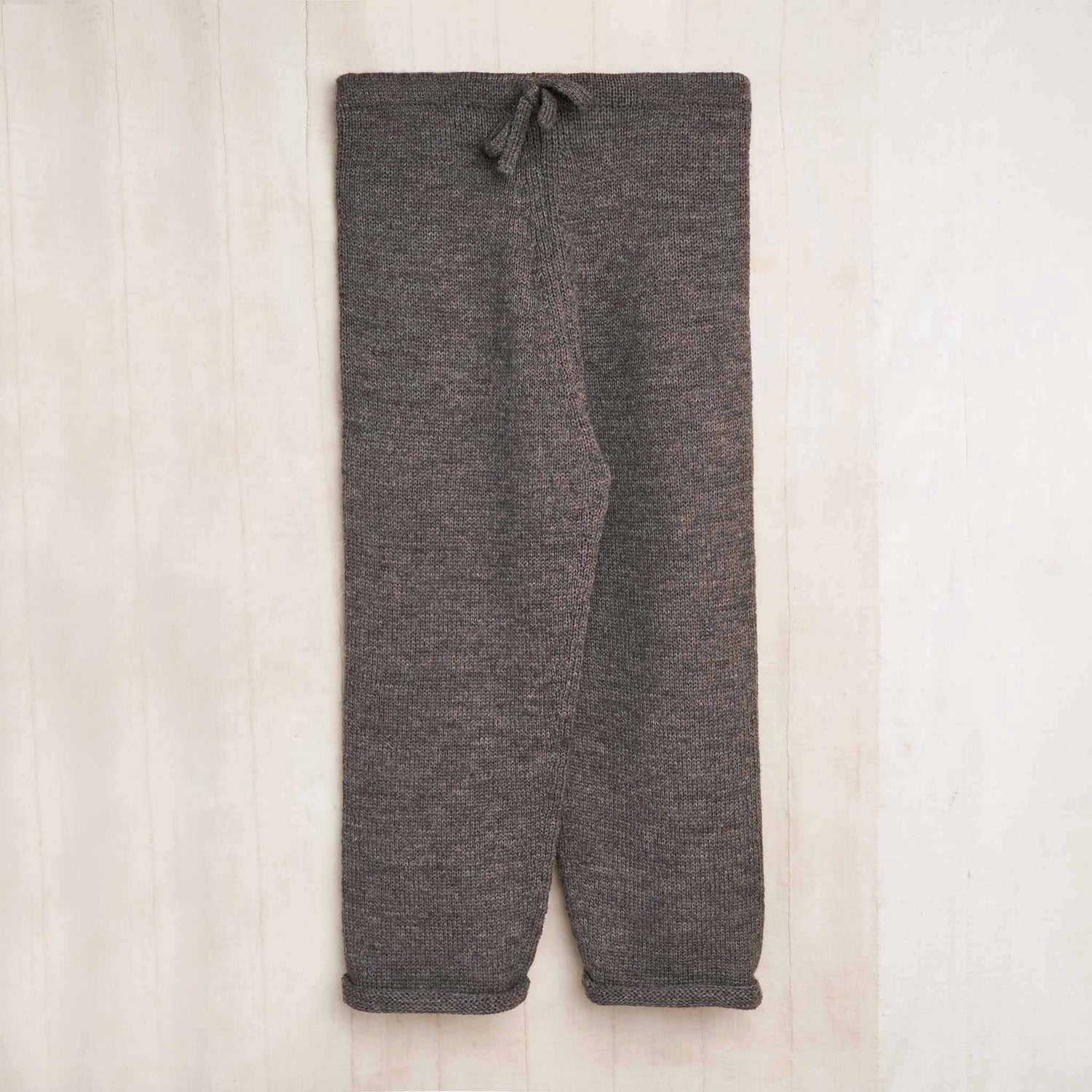 Handknit Wool Fisherman Pants, Undyed Gray