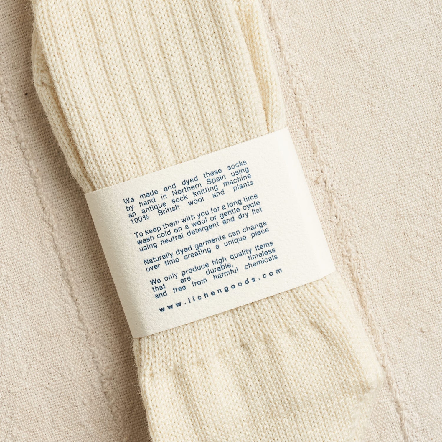 100% Wool Socks, Undyed Cream