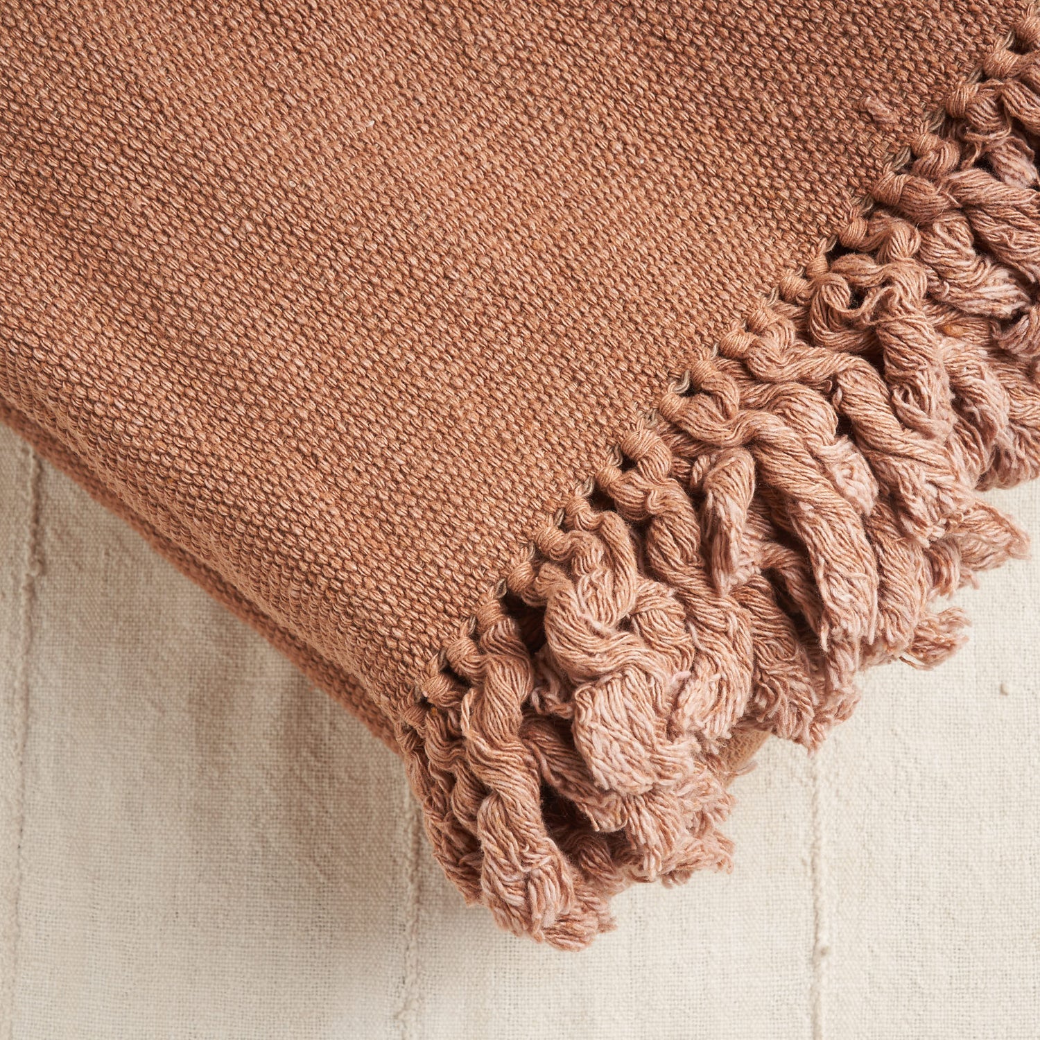 Handwoven Organic Cotton Throw Blanket, Undyed Wood